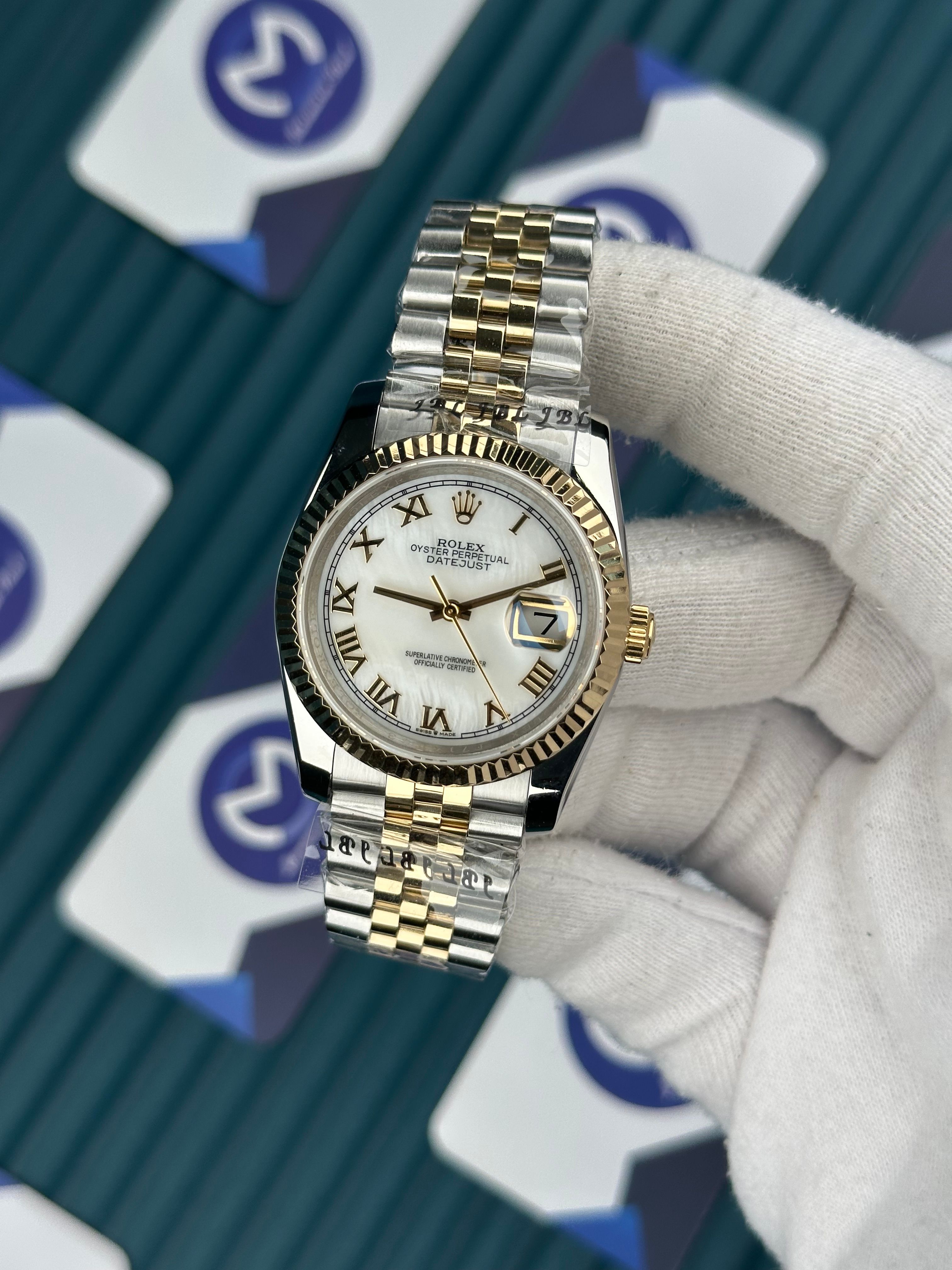 ROLEX 36 SEDEFLİ BEYAZ  GOLD-SILVER JUBILEE