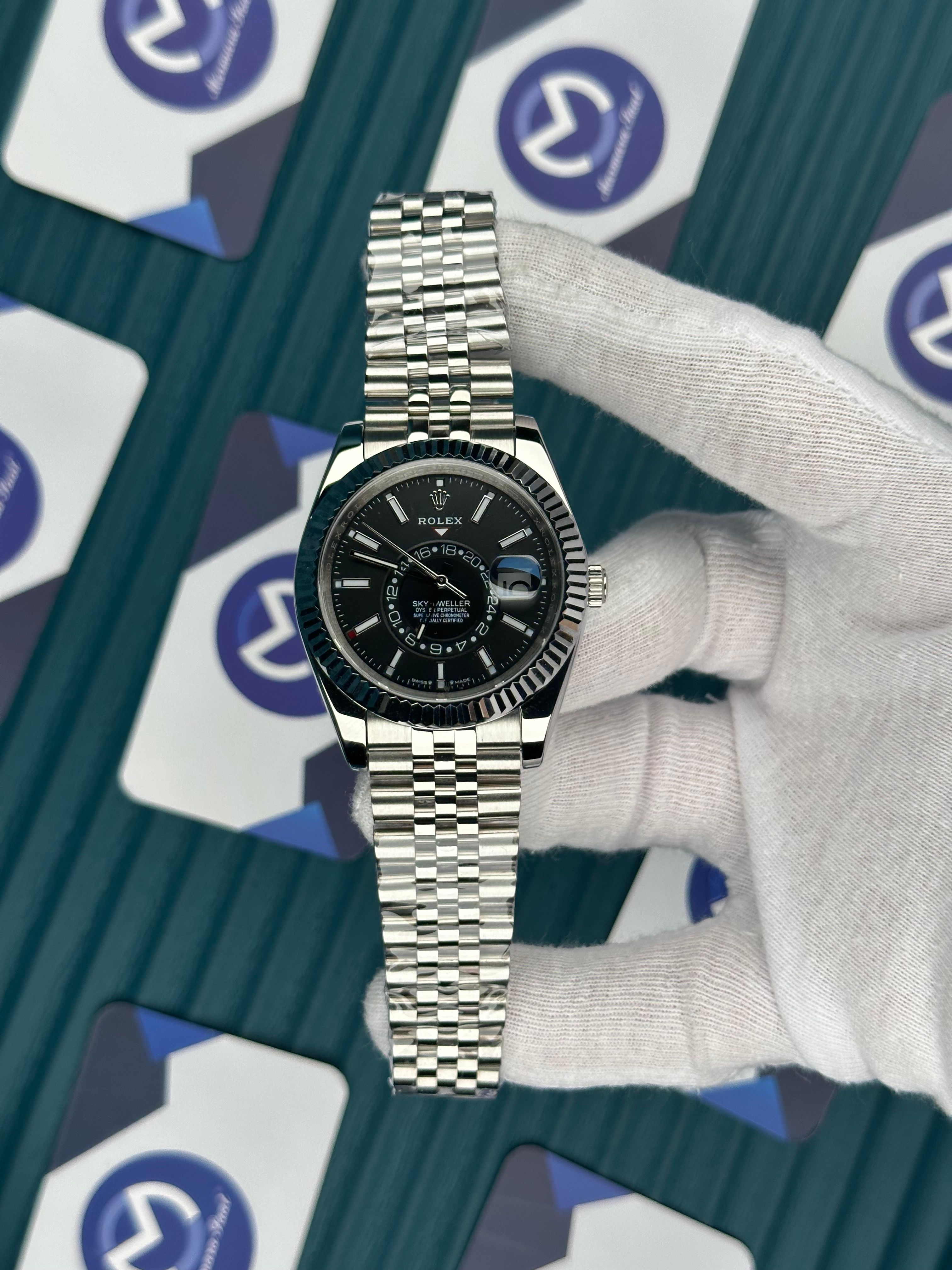 ROLEX SKY-DWELLER BLACK DIAL SILVER JUBILE