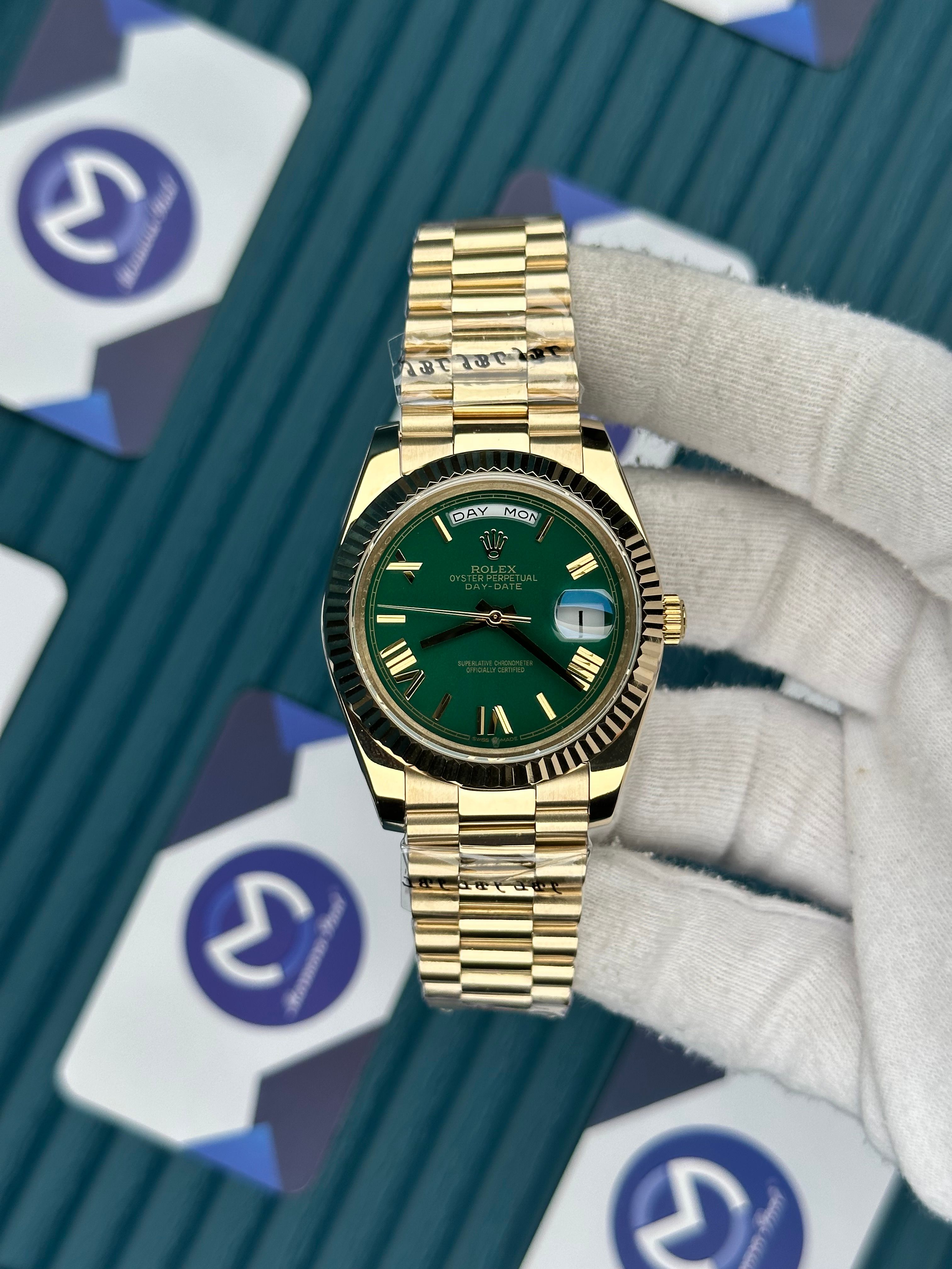 ROLEX DAY-DATE GREEN DIAL ROMA INDEX GOLD PRESIDENT
