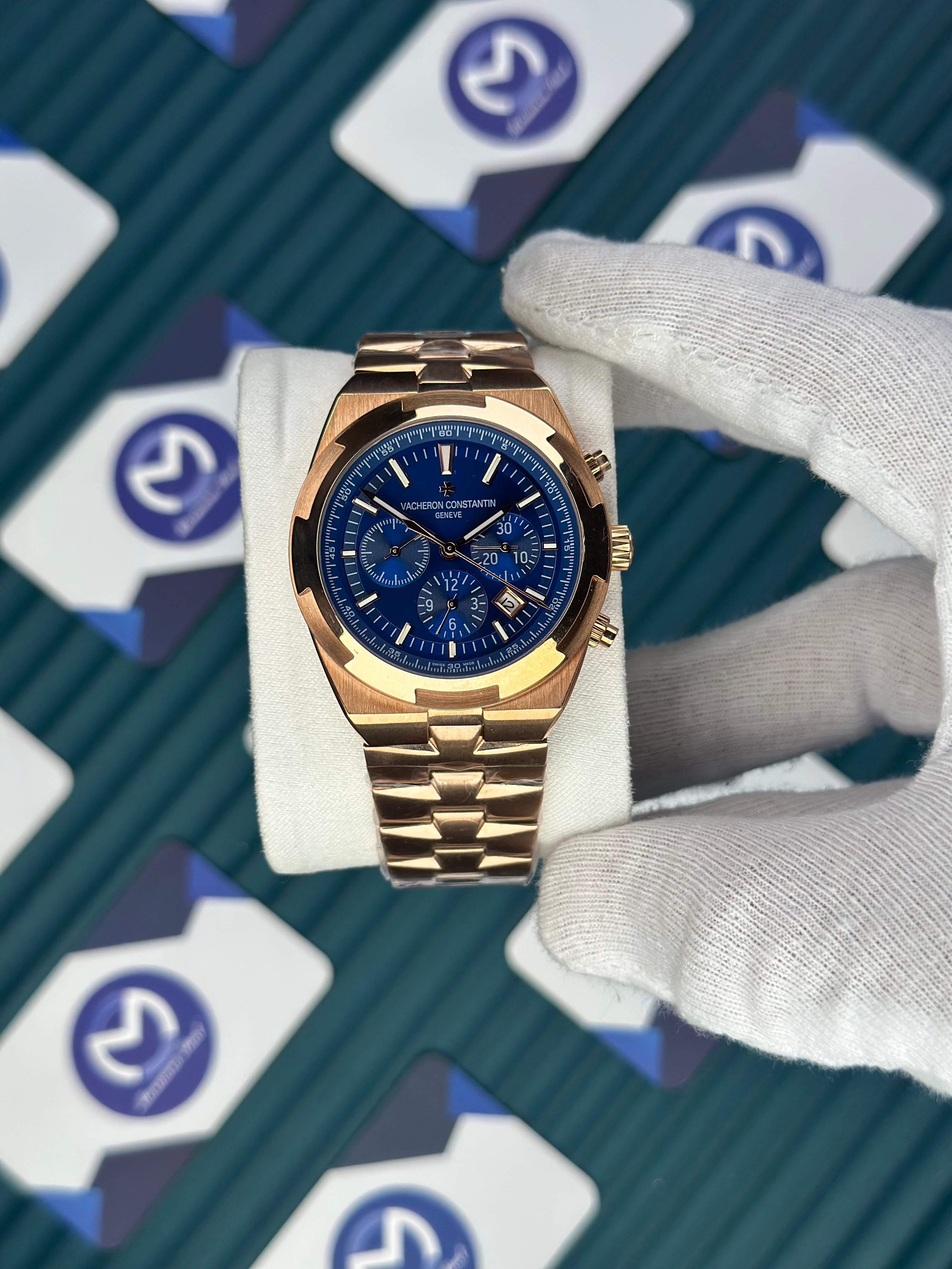 VACHERON CONSTANTIN NAVY BLUE OVERSEAS CHRONOGRAPH ROSE