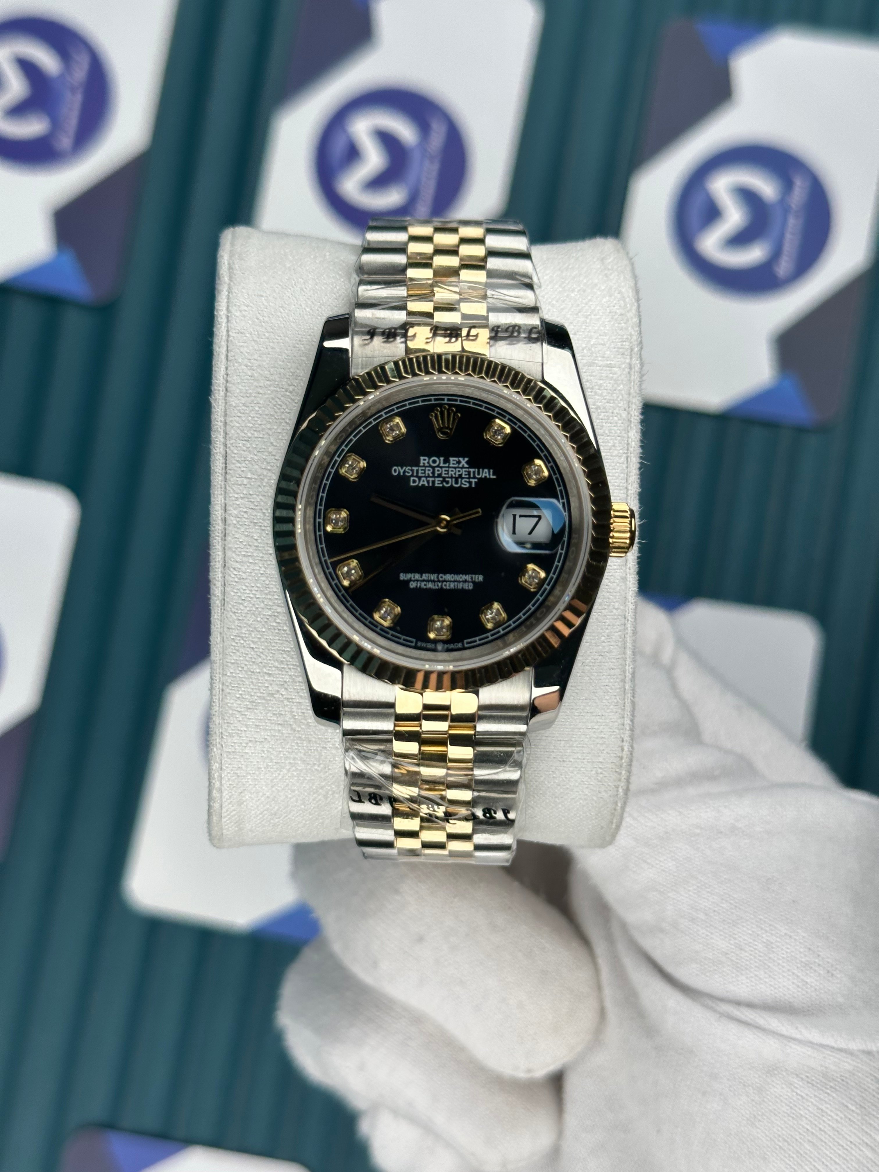 ROLEX 36 SİYAH KADRAN PIRLANTA INDEX GOLD-SILVER JUBILEE