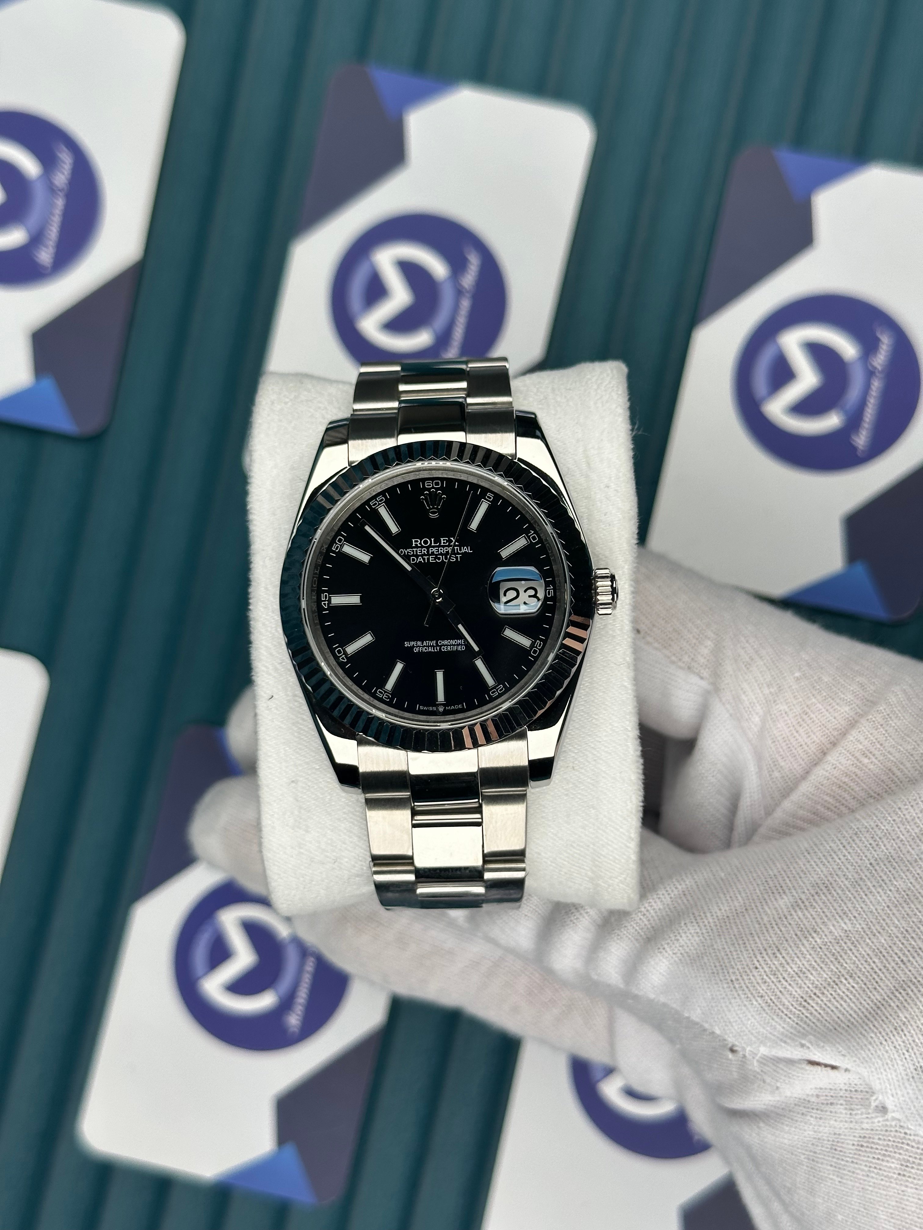 ROLEX DATEJUST BLACK DILA SILVER OYSTER