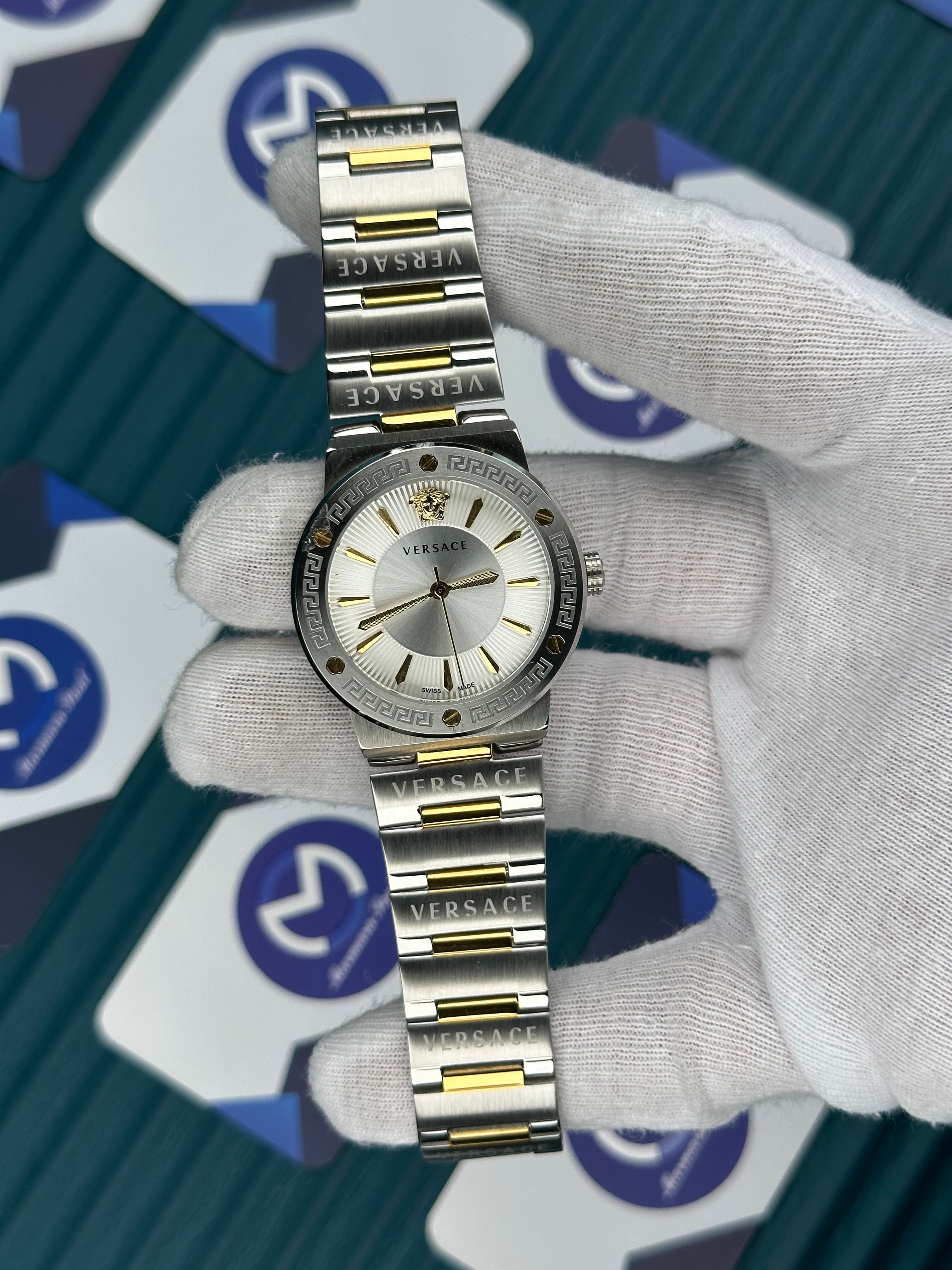 VERSACE 36 WHITE DIAL GOLD INDEX GOLD-SILVER JUBILE
