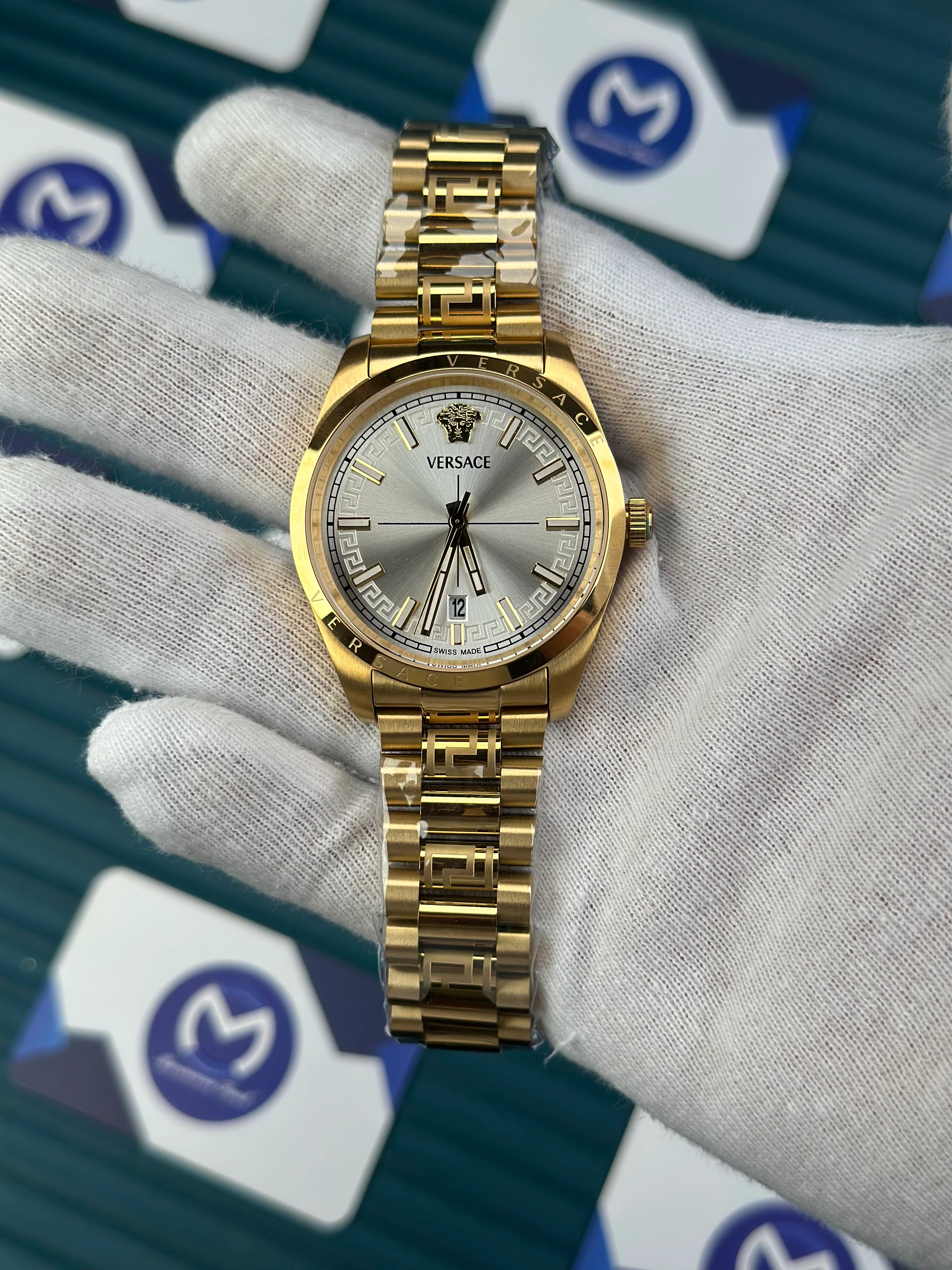 VERSACE NEW WHITE DIAL GOLD PRESIDENT