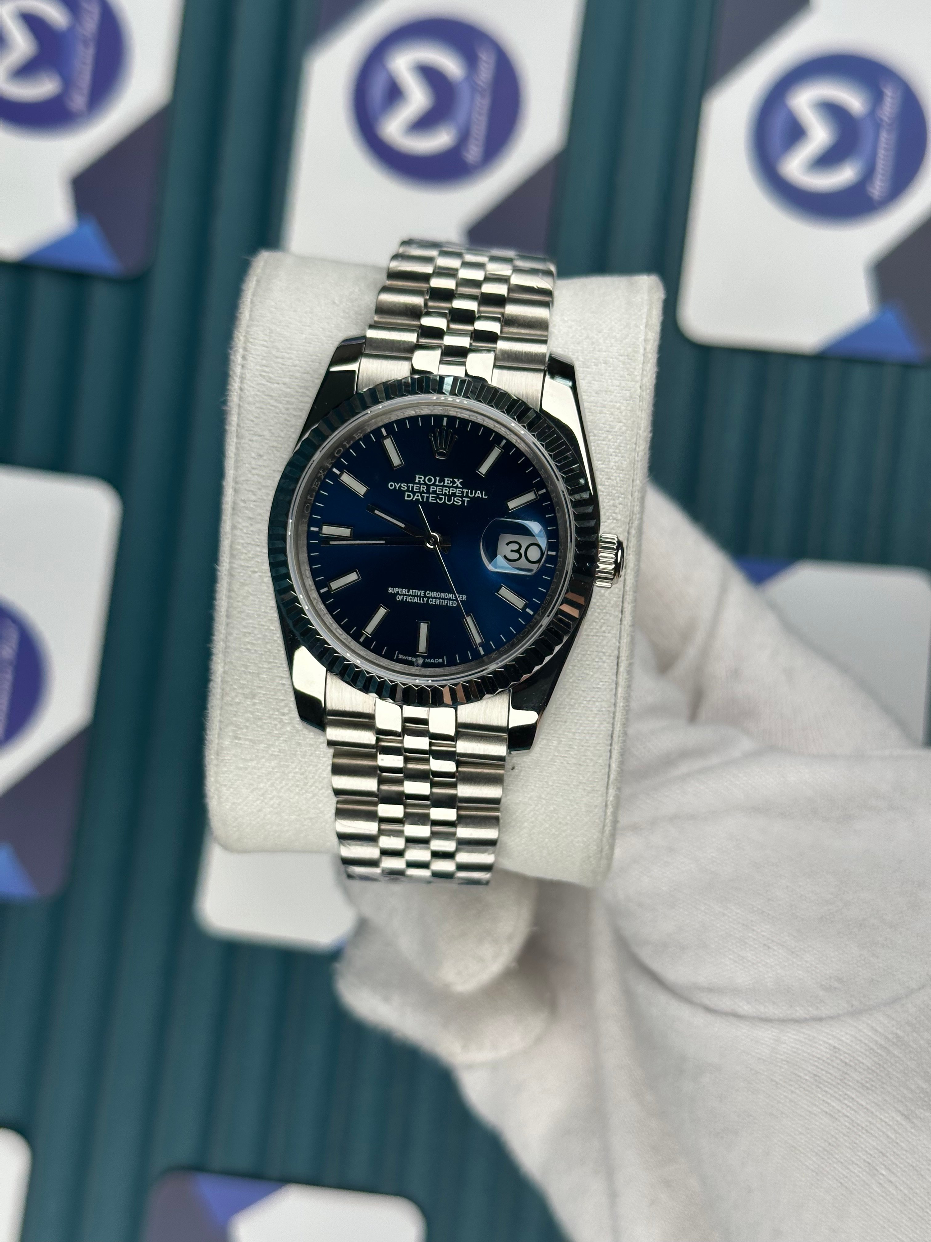 ROLEX 36 BLUE DIAL SILVER JUBILEE