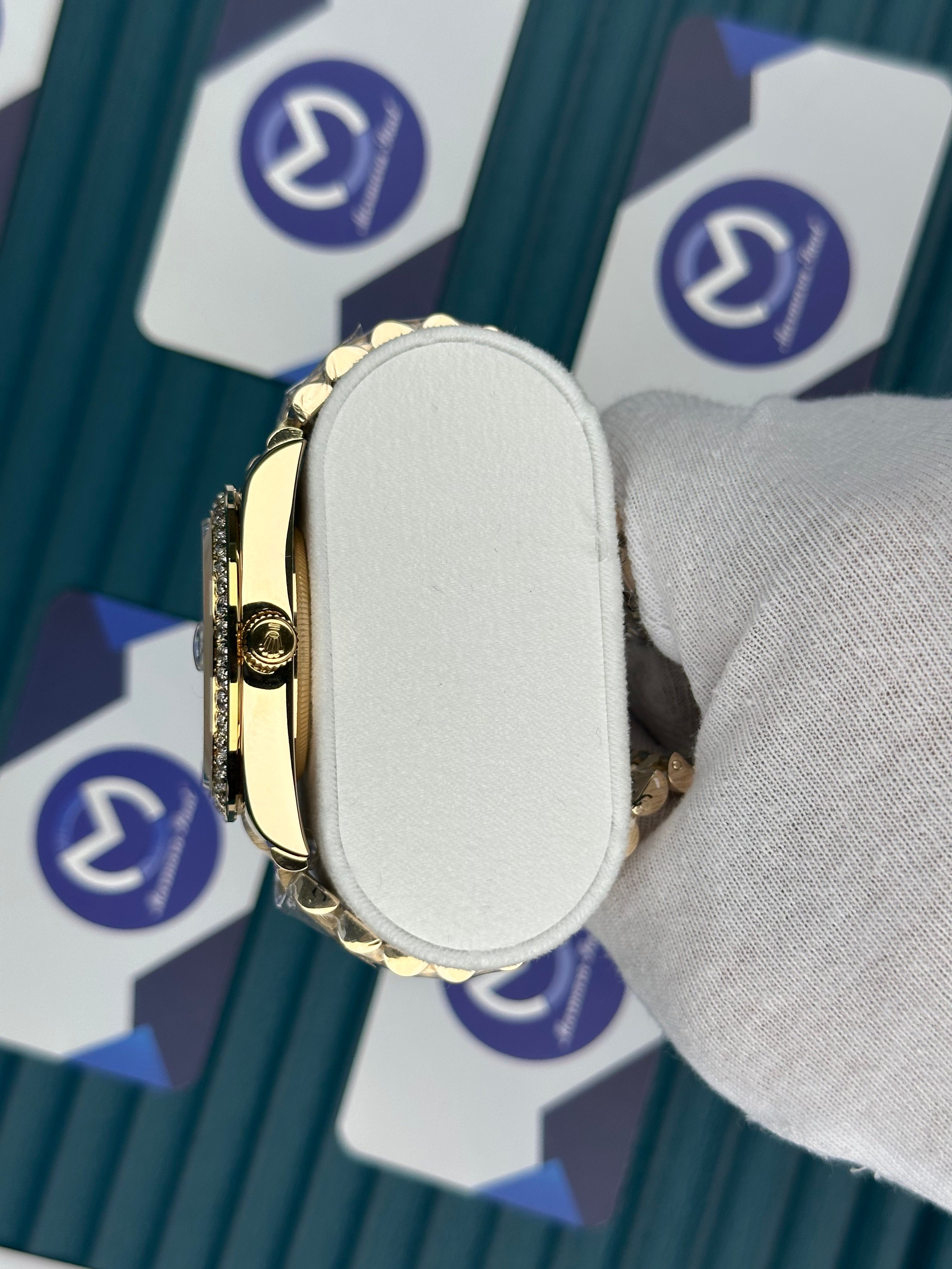 ROLEX DATEJUST DIAMOND BEZEL GOLD DIAL GOLD JUBILE