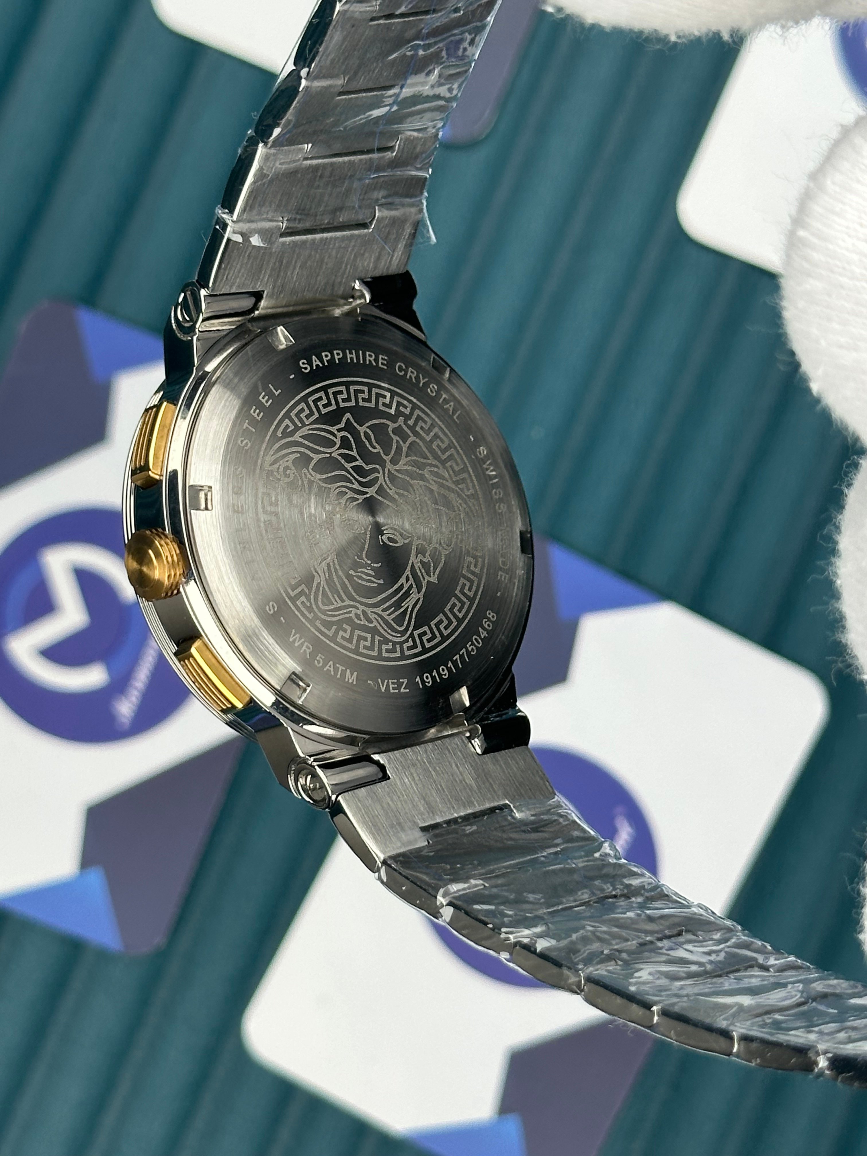Versace Silver Mavi Kadran Gold Detay