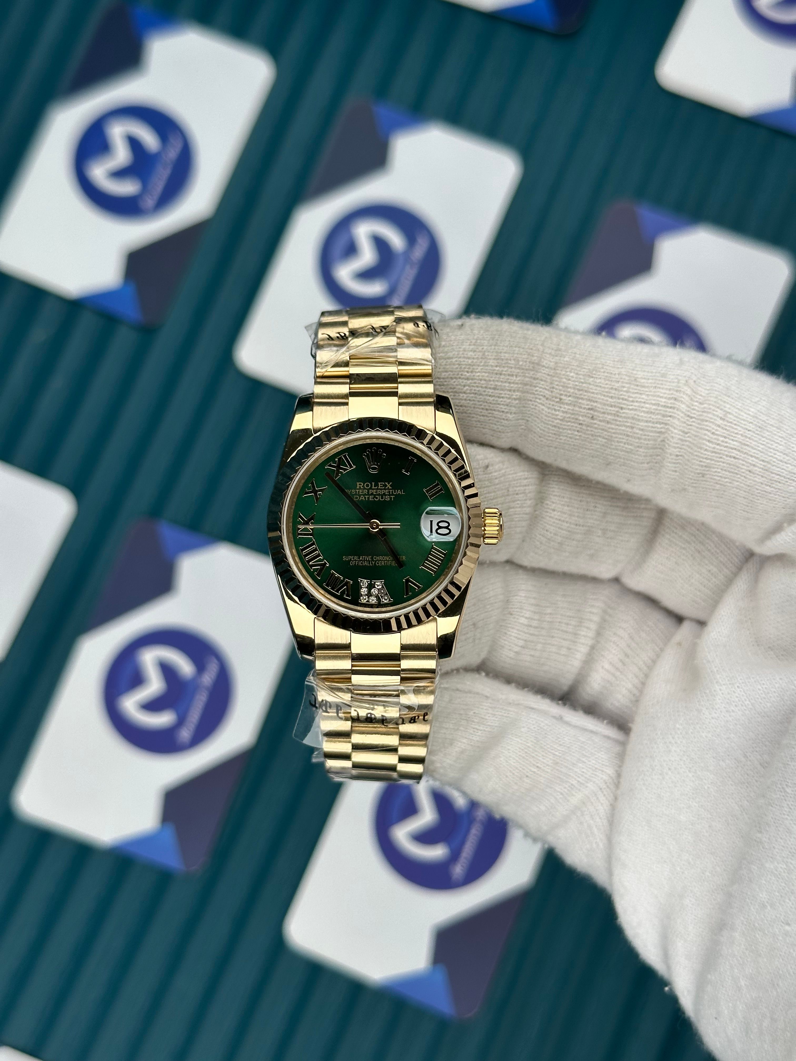 ROLEX 31 GREEN DIAL GOLD PRESIDENT