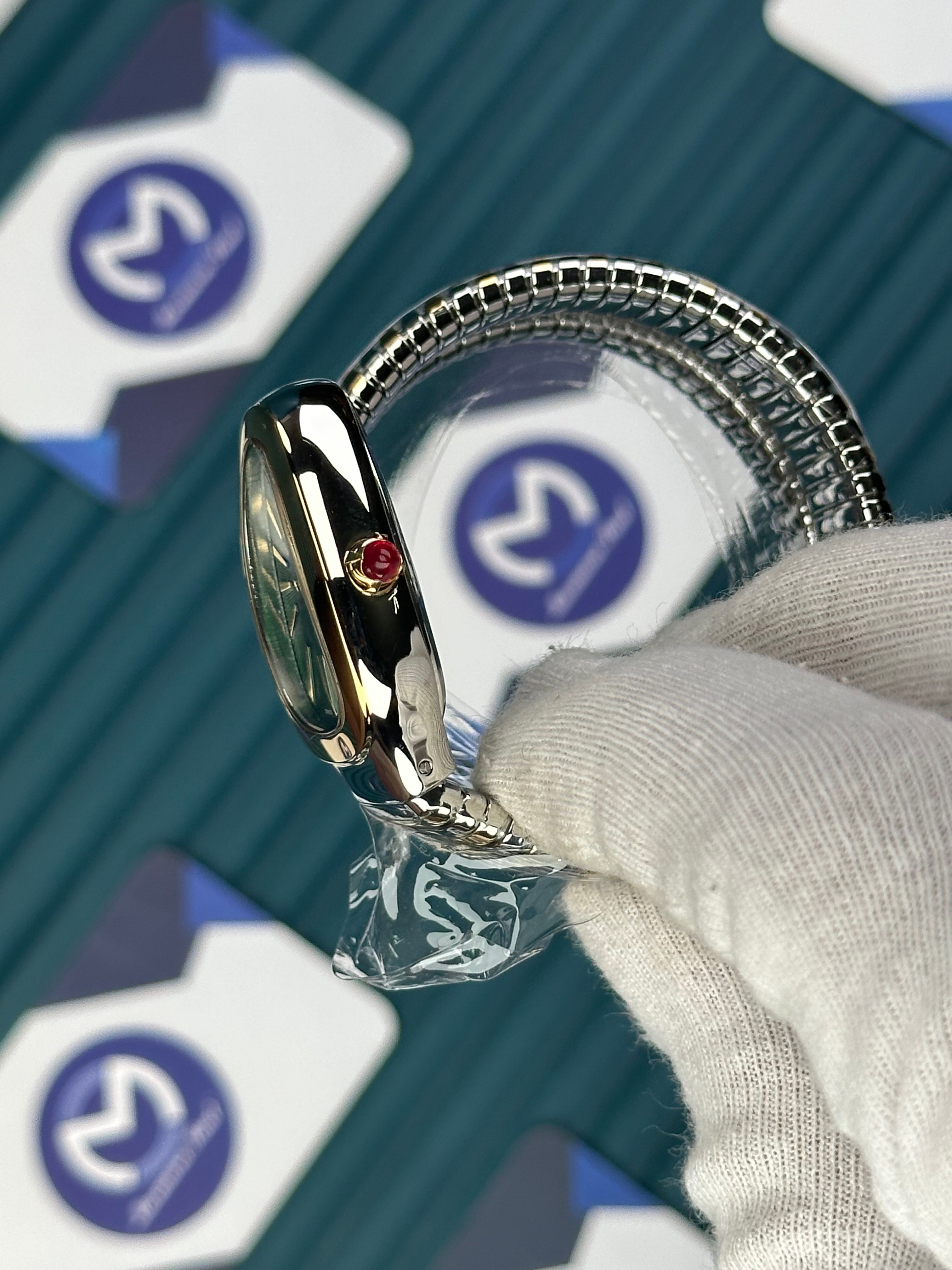 BVLGARI SERPENTI GREEN DIAL GOLD-SILVER LONG TUBOGAS