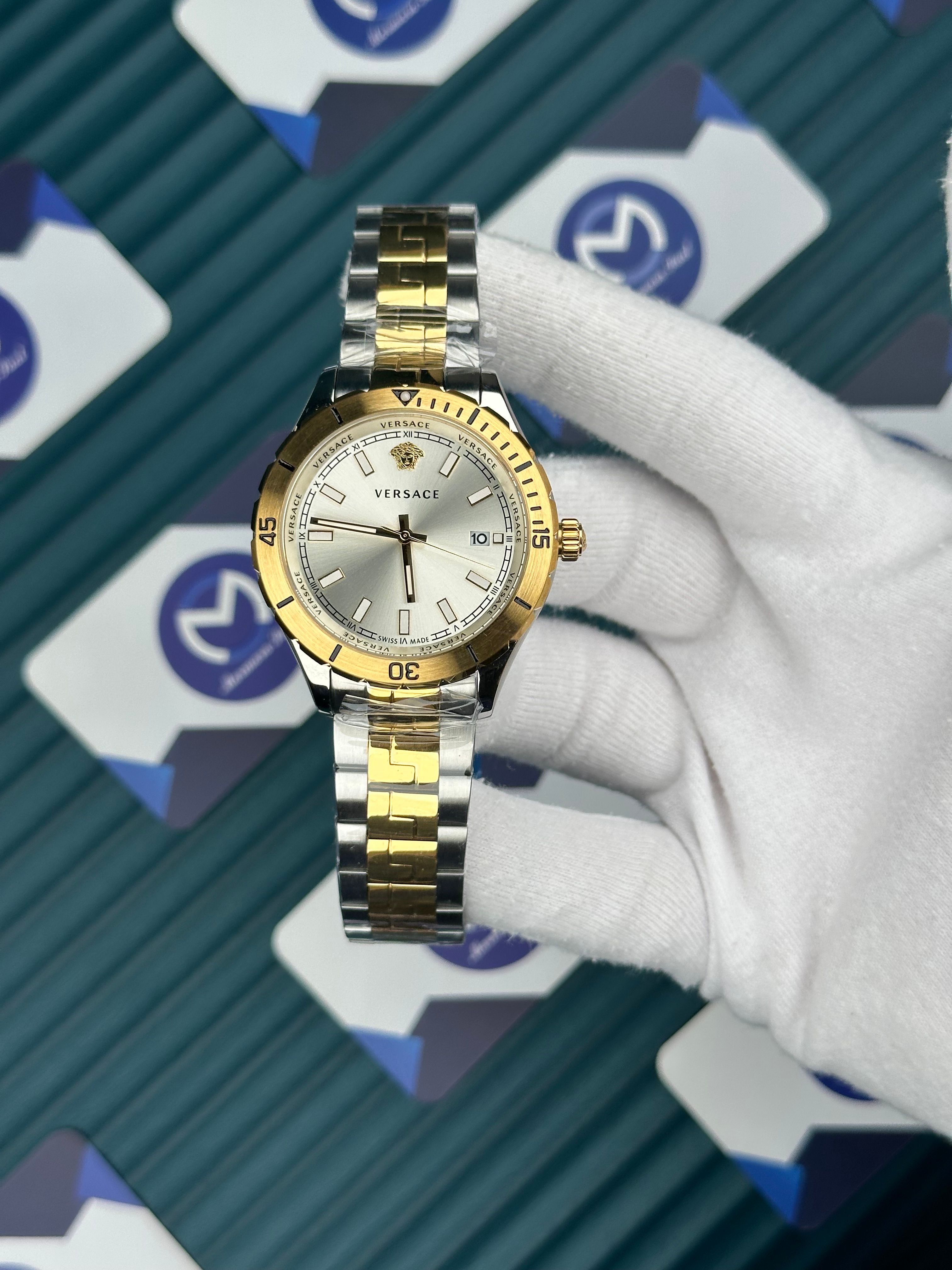 Versace Gold-Silver Oyster Beyaz Kadran