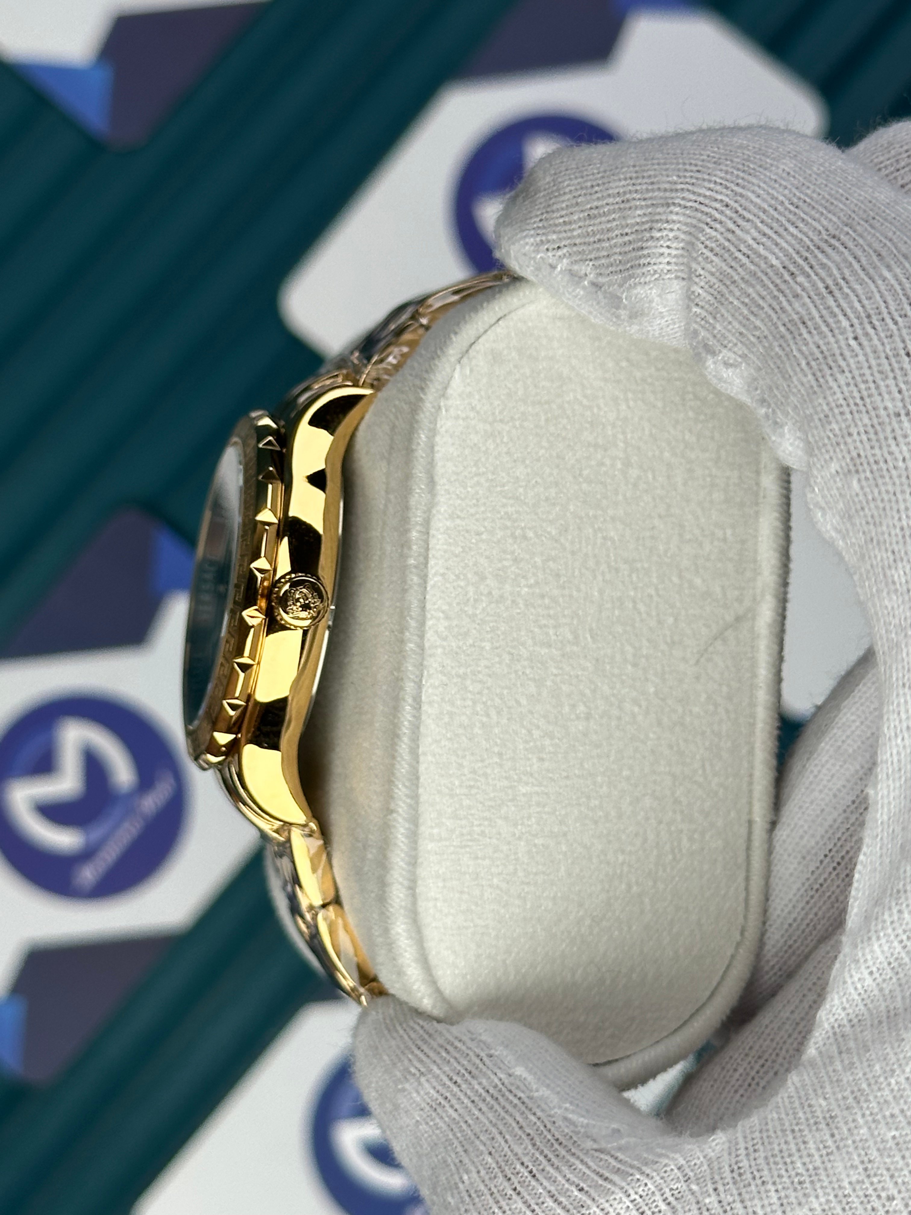 VERSACE 36 CHOCOLATE DIAL GOLD CORD 