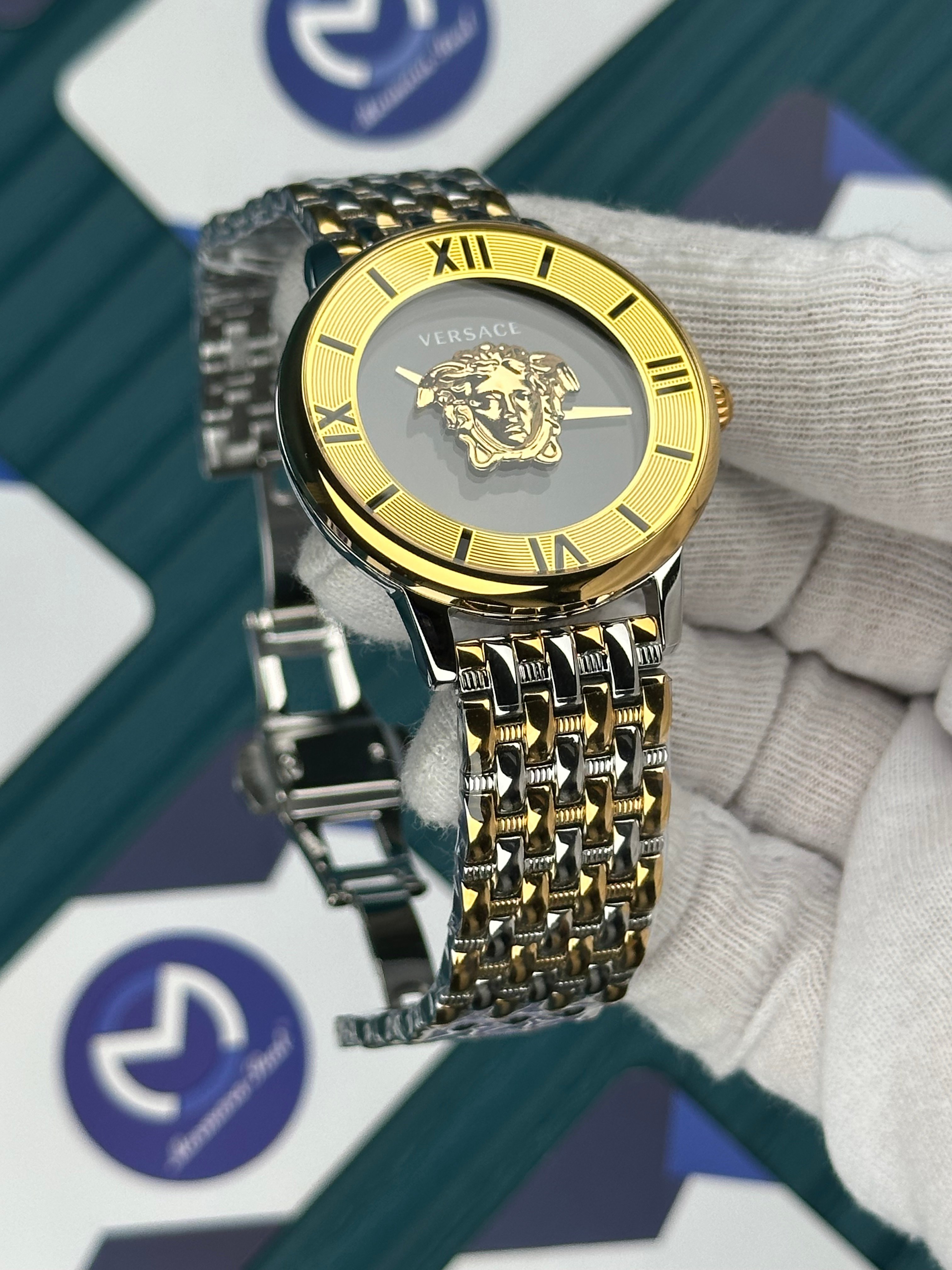 VERSACE 36 BLACK GOLD DIAL 3D GOLD-SILVER JUBILE