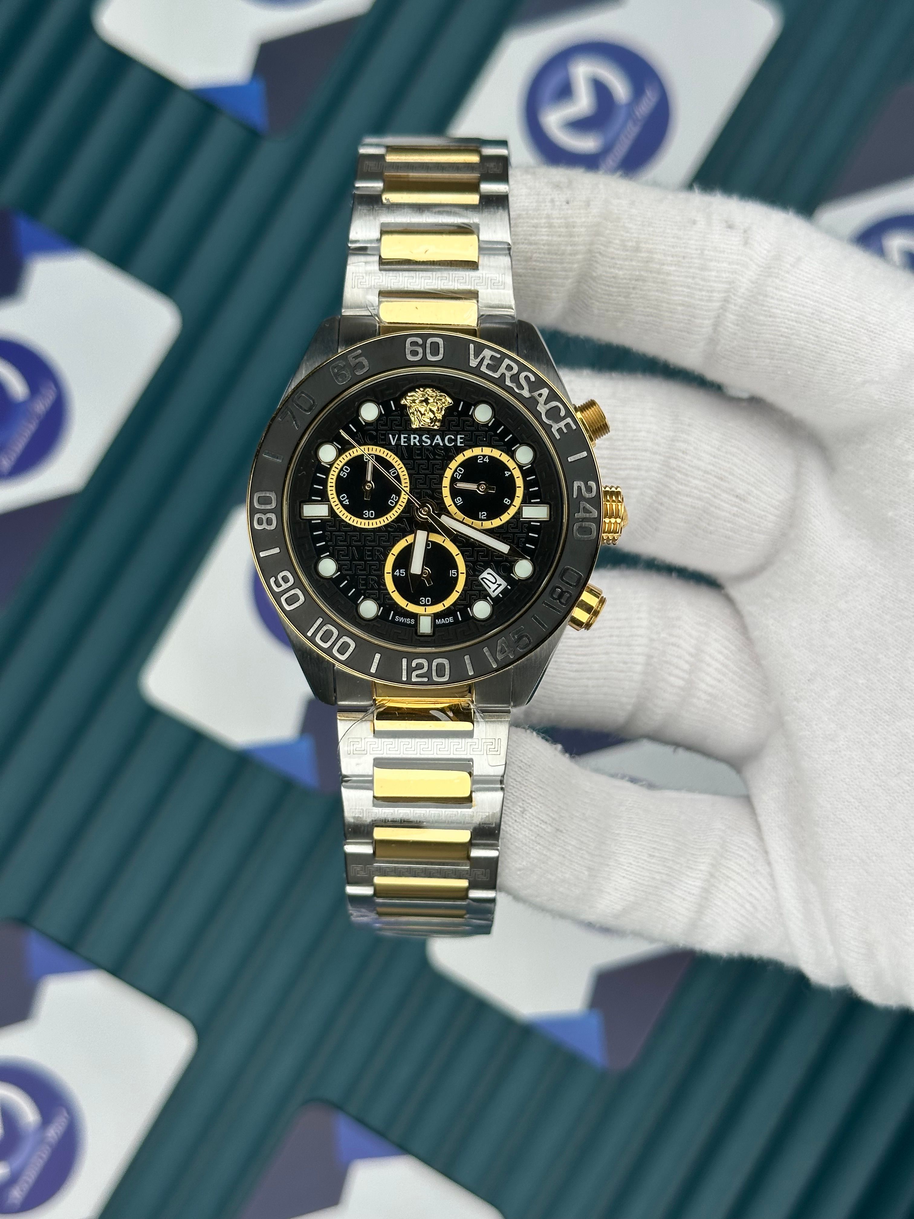 Versace Gold-Silver Yeni Nesil Fonksiyonlu Siyah Kadran