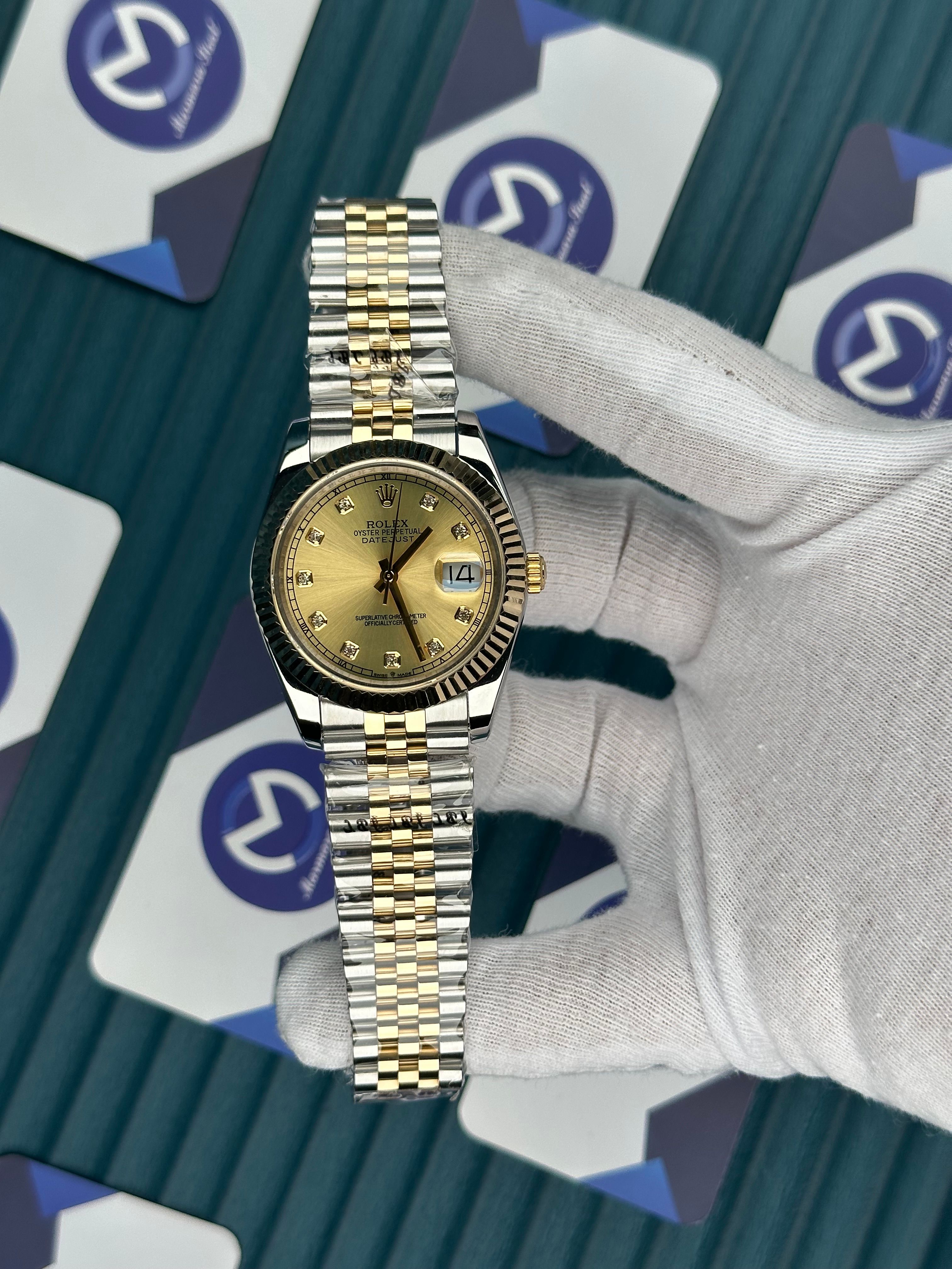 ROLEX DATEJUST DIAMOND INDEX GOLD DIAL GOLD-SILVER JUBILE