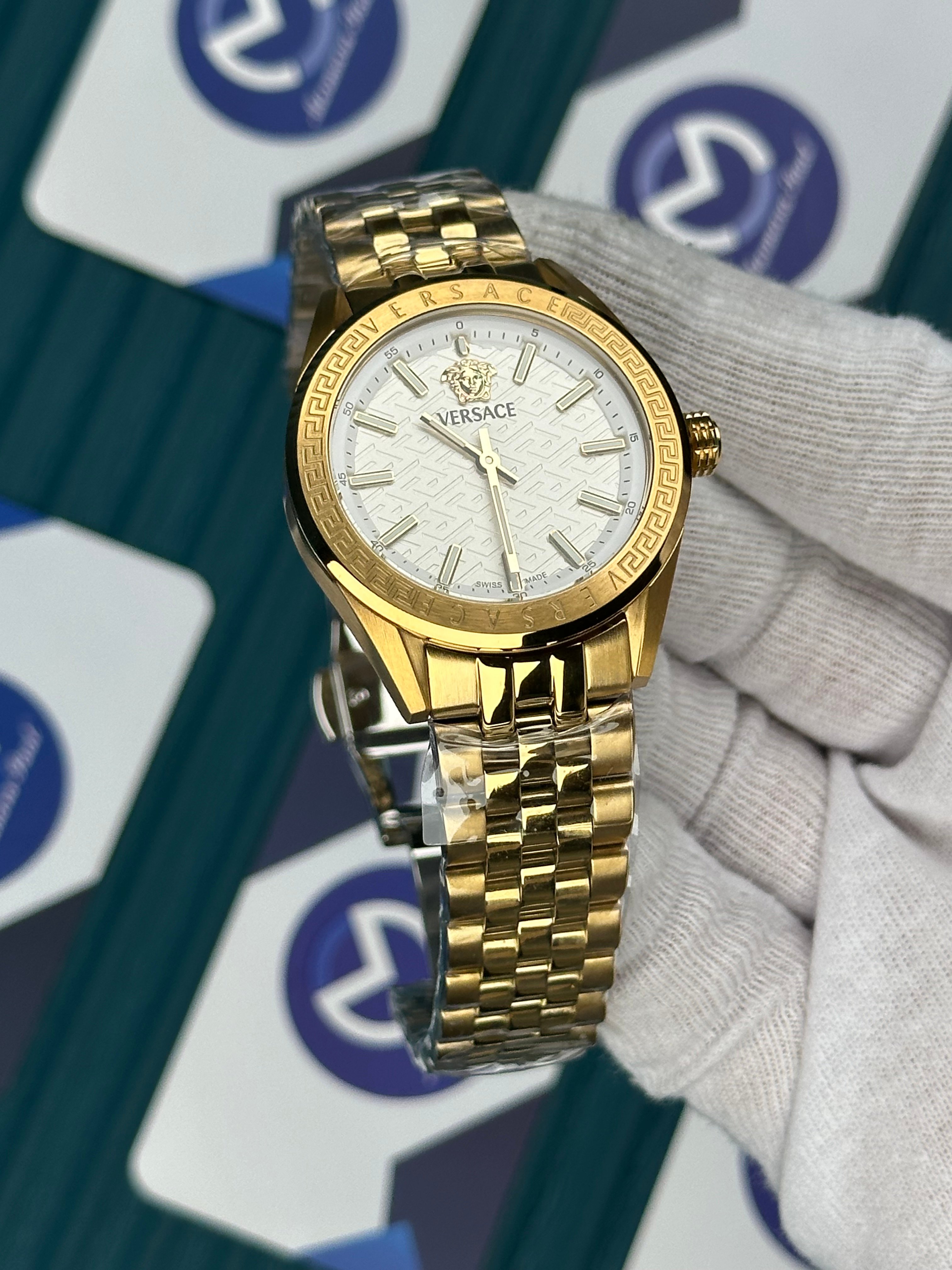 VERSACE 36 WHITE DIAL GOLD JUBILE