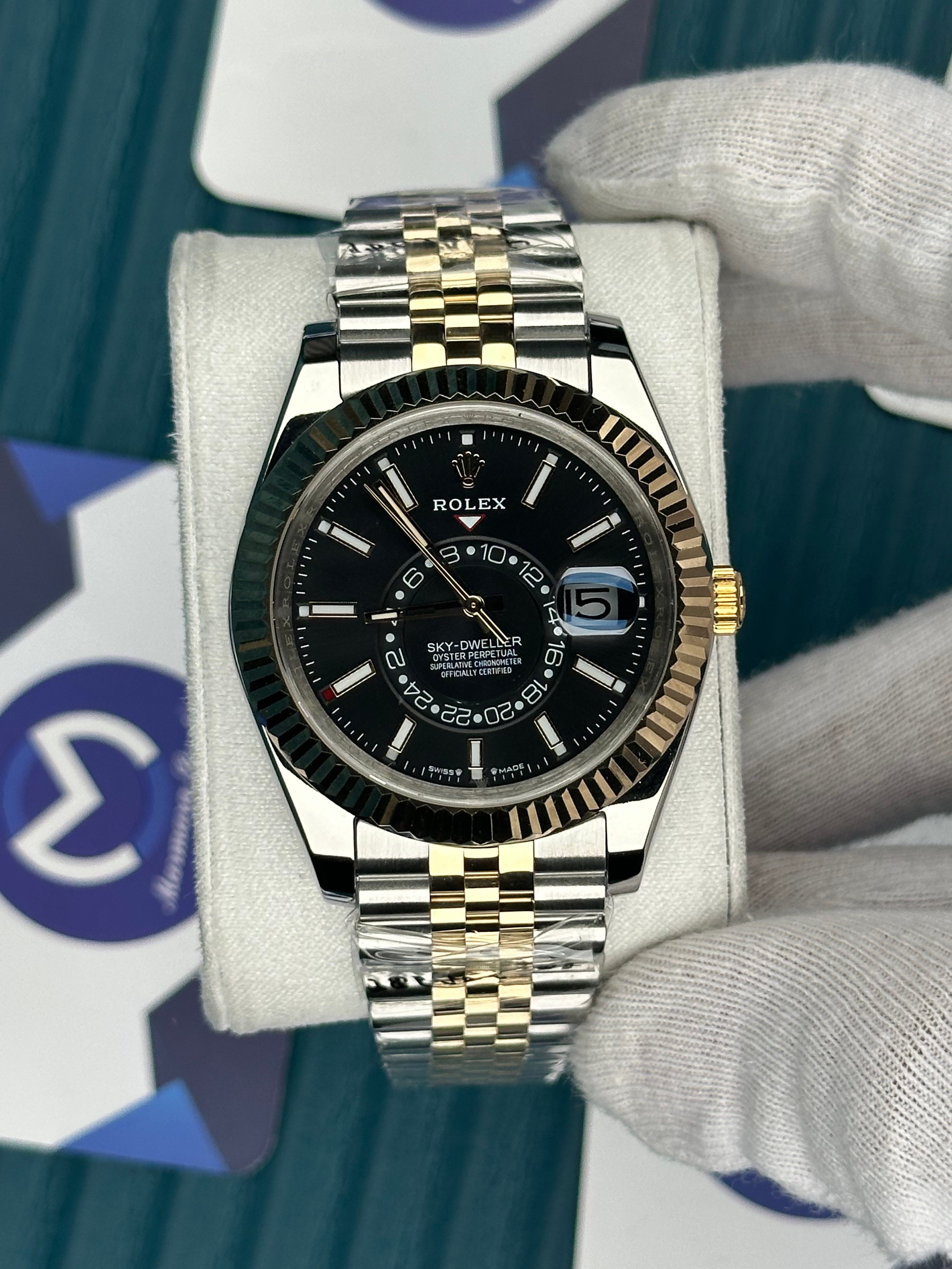 ROLEX SKY-DWELLER BLACK DIAL GOLD-SILVER JUBILE