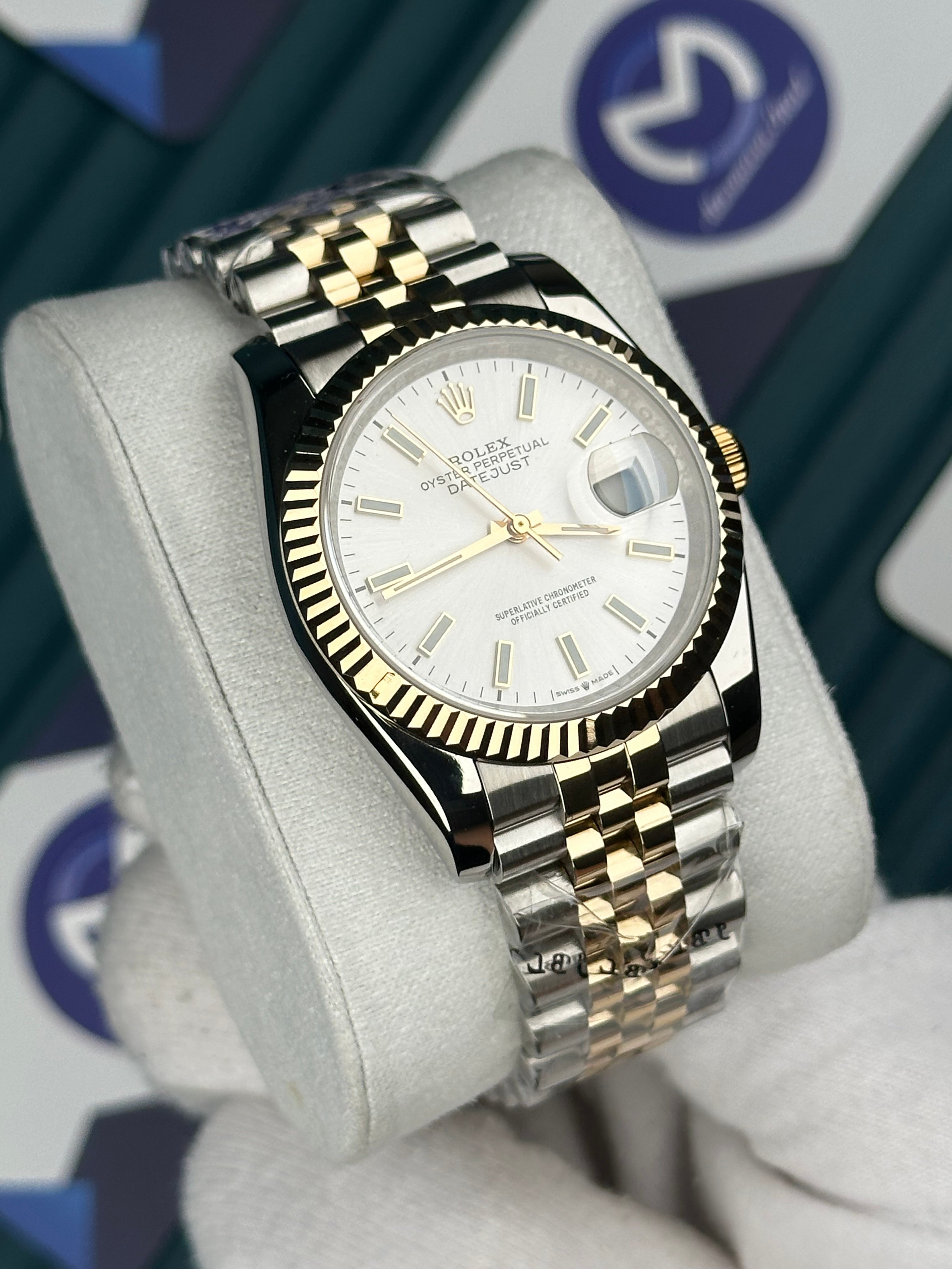 ROLEX 36 BEYAZ KADRAN DÜZ INDEX GOLD-SILVER JUBILEE