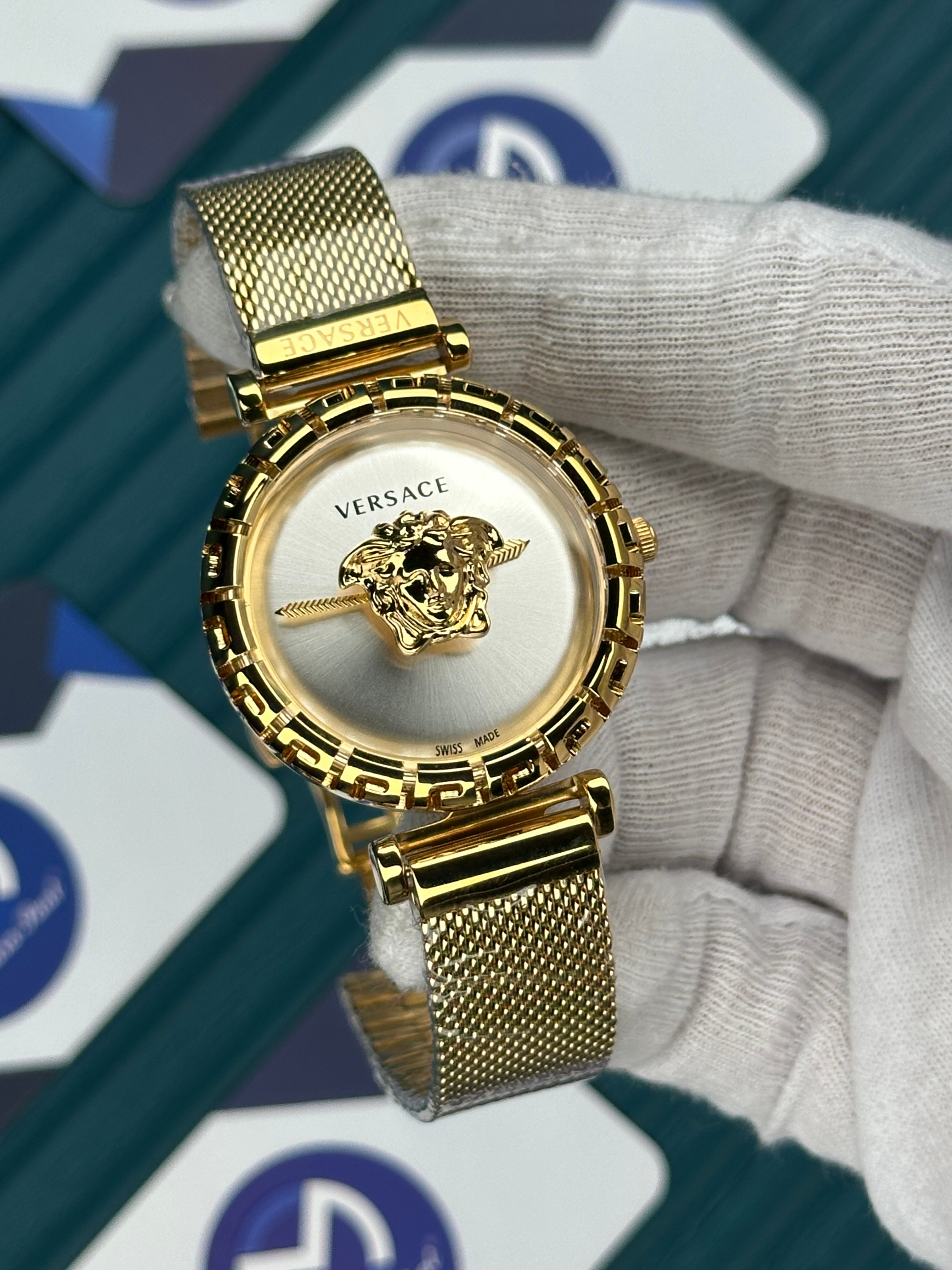 VERSACE 36 WHITE 3D DIAL GOLD BRACELET