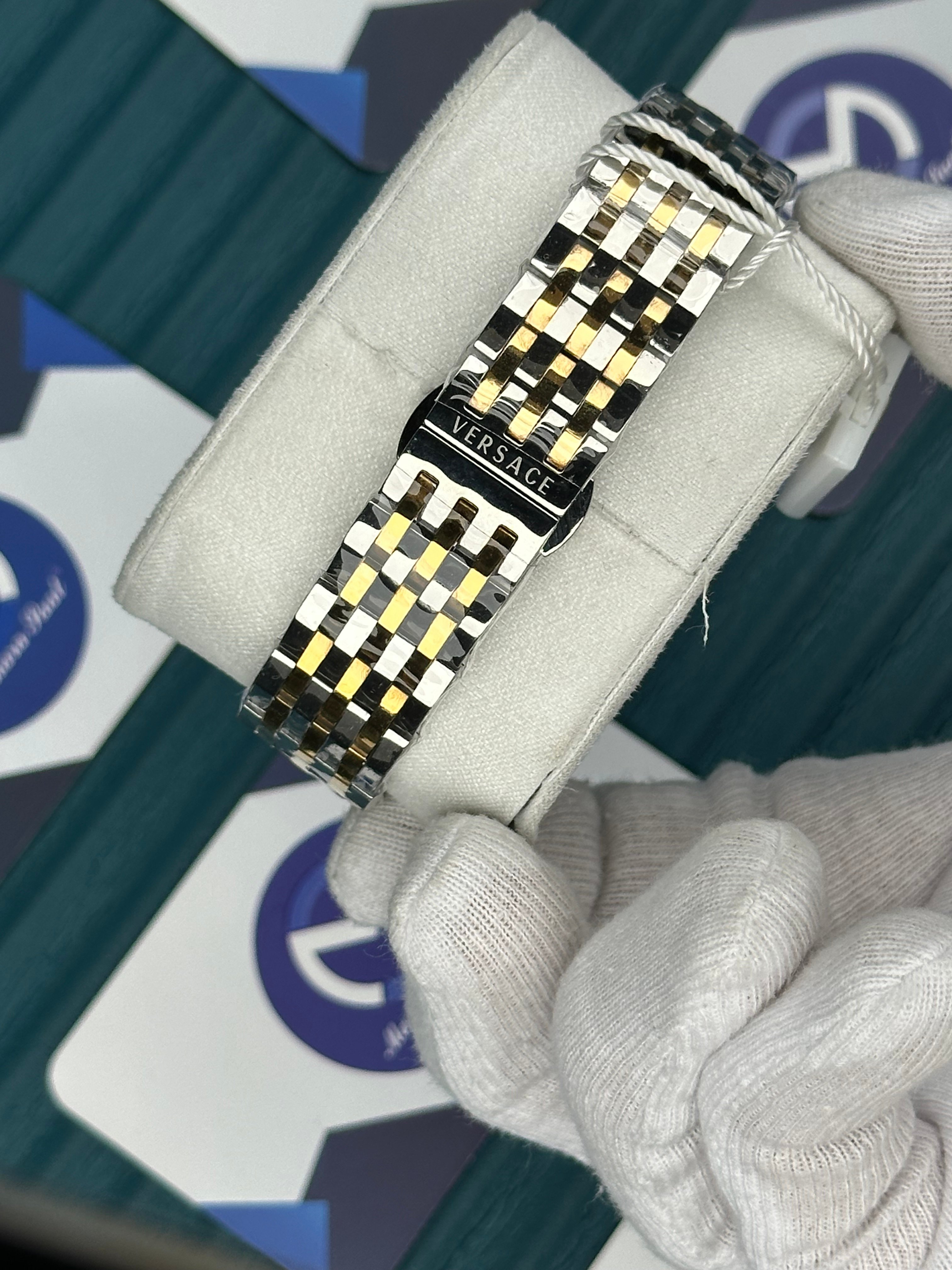VERSACE DESENLİ AYNALI BEZEL GOLD KADRAN GOLD-SILVER 