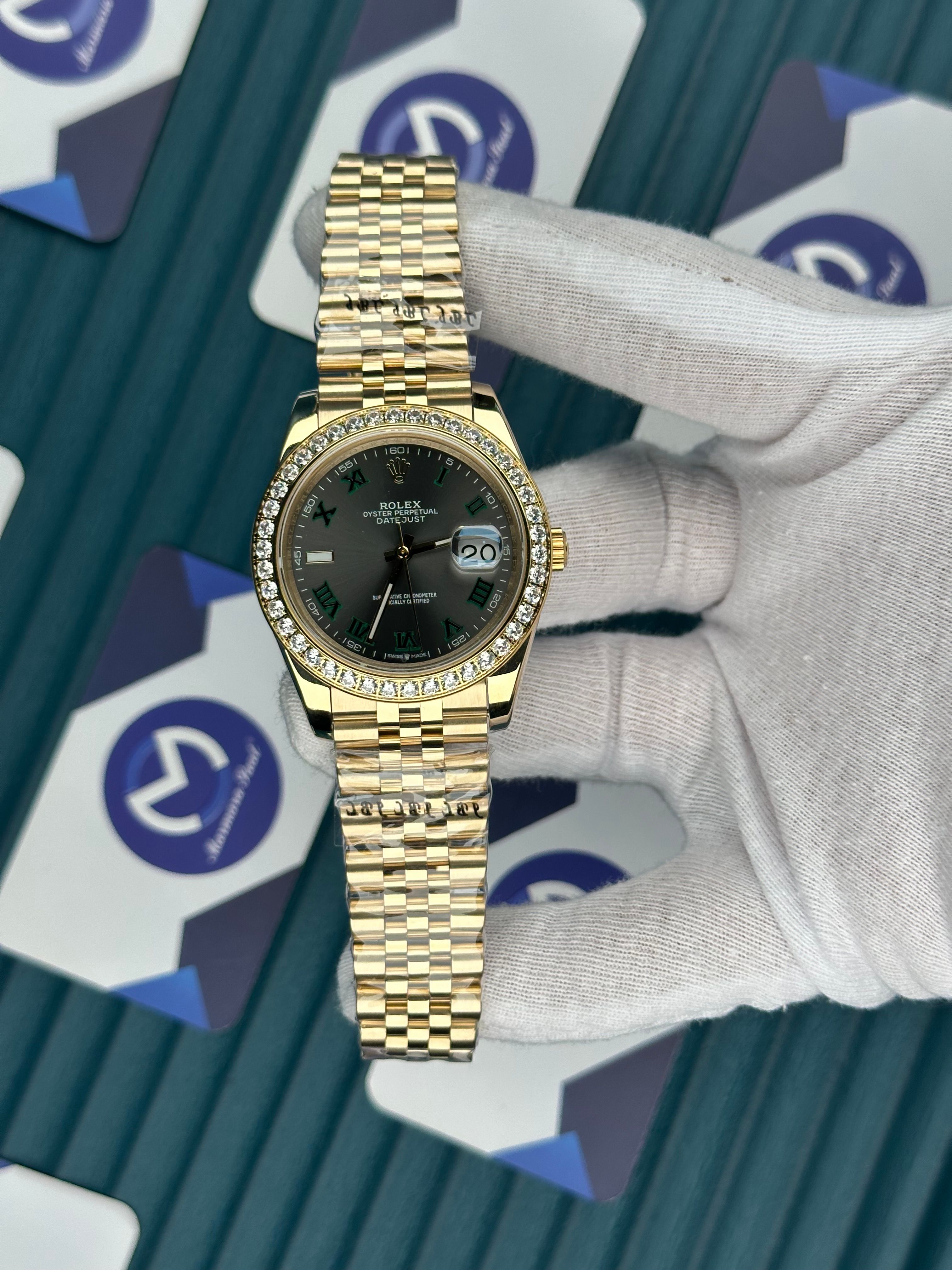 ROLEX DATEJUST ARDUVAZ DIAMOND BEZEL GOLD JUBILE