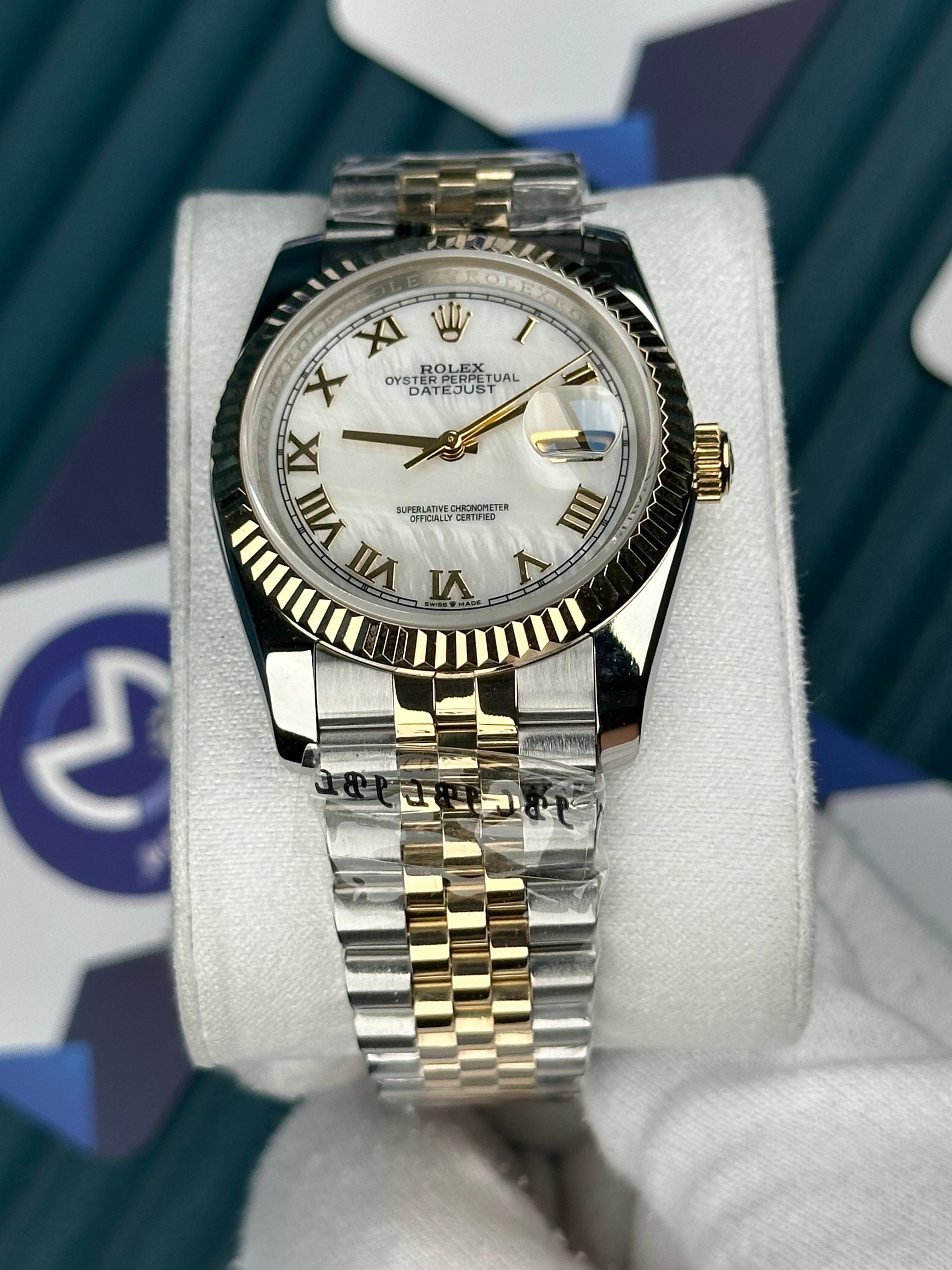 ROLEX 36 SEDEFLİ BEYAZ  GOLD-SILVER JUBILEE