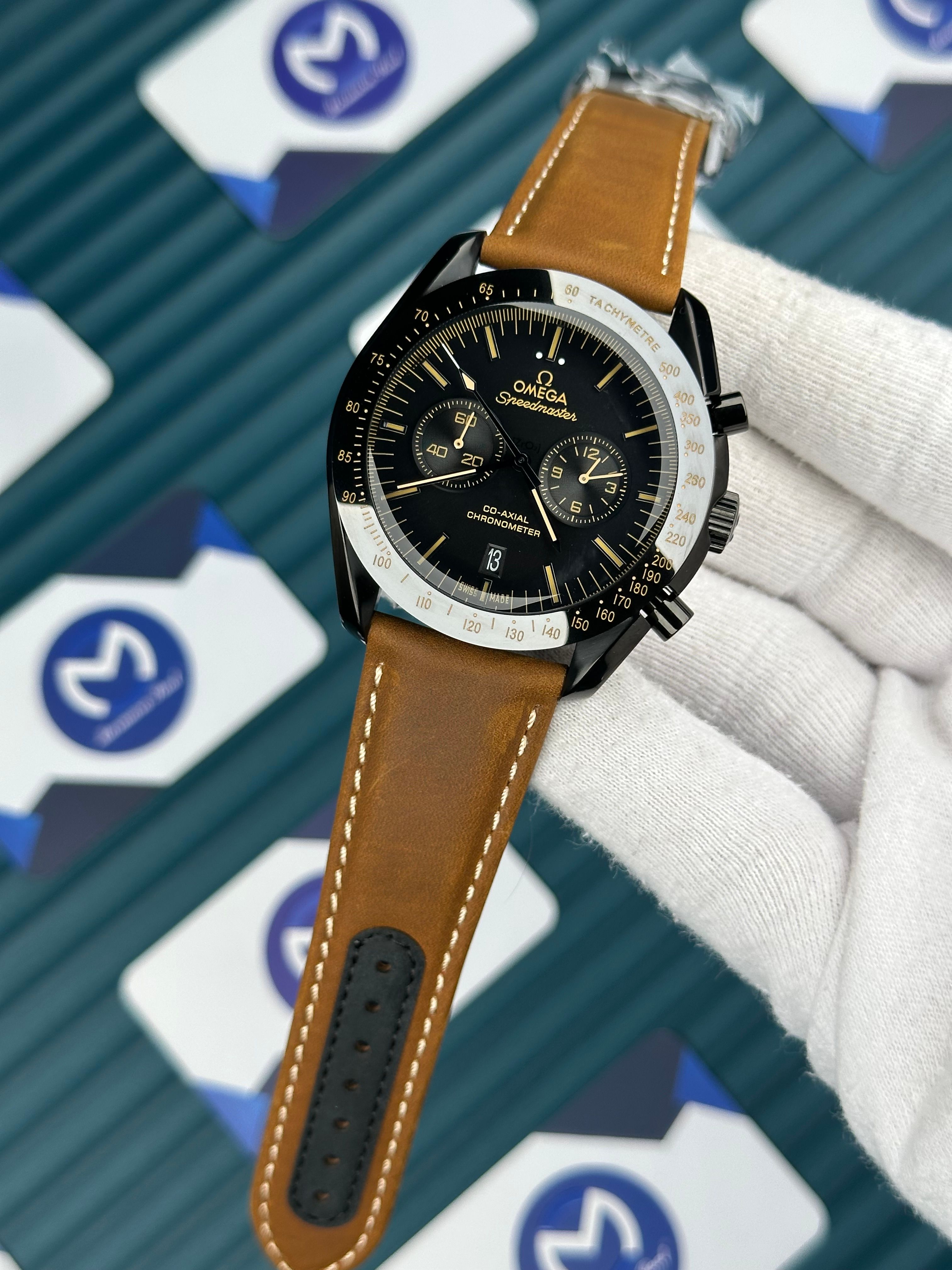 Omega Speedmaster Chronograph Kahverengi Deri Kordon