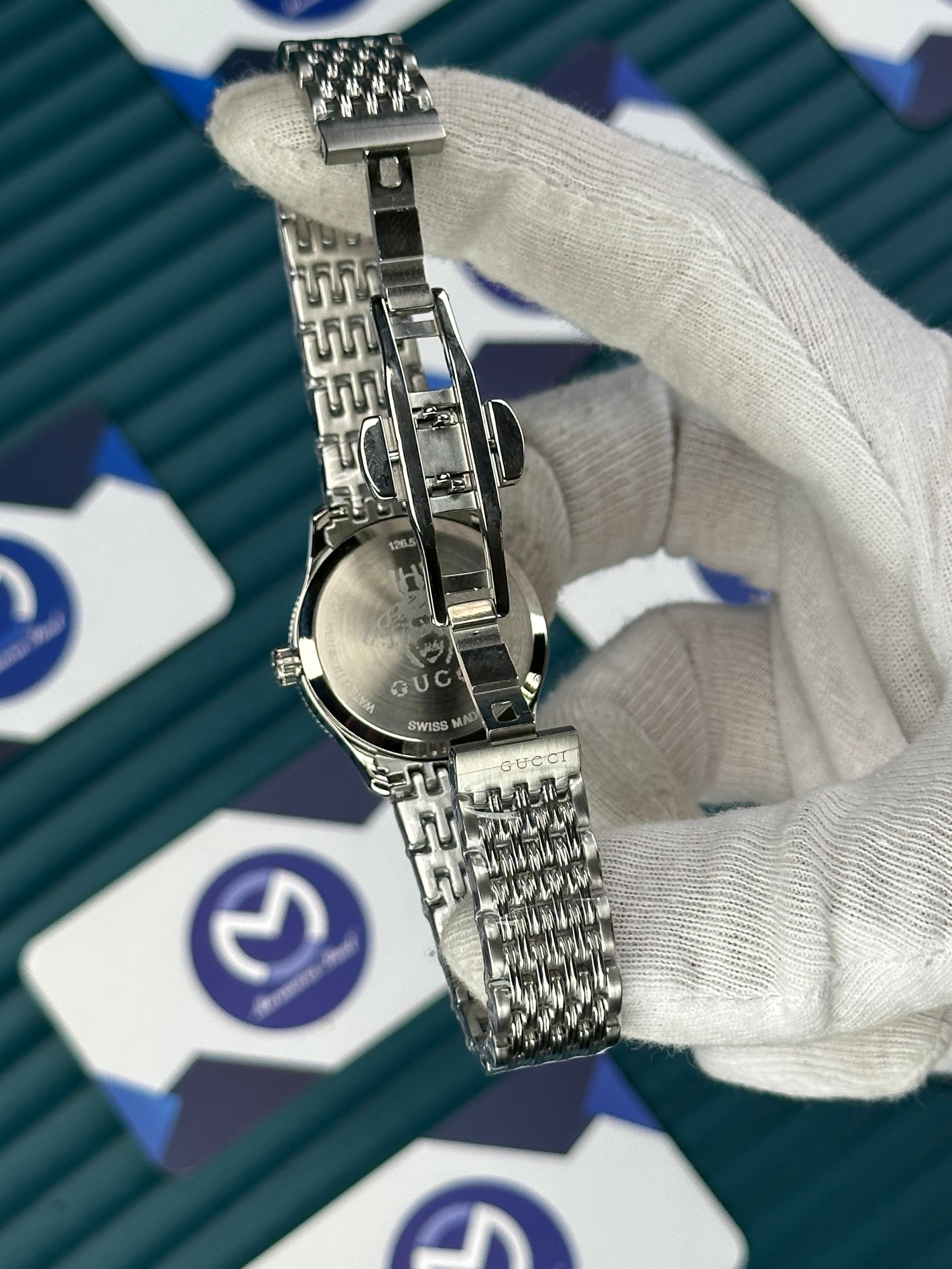 GUCCI BLUE DIAL SPINNING BUTTERFLY SILVER