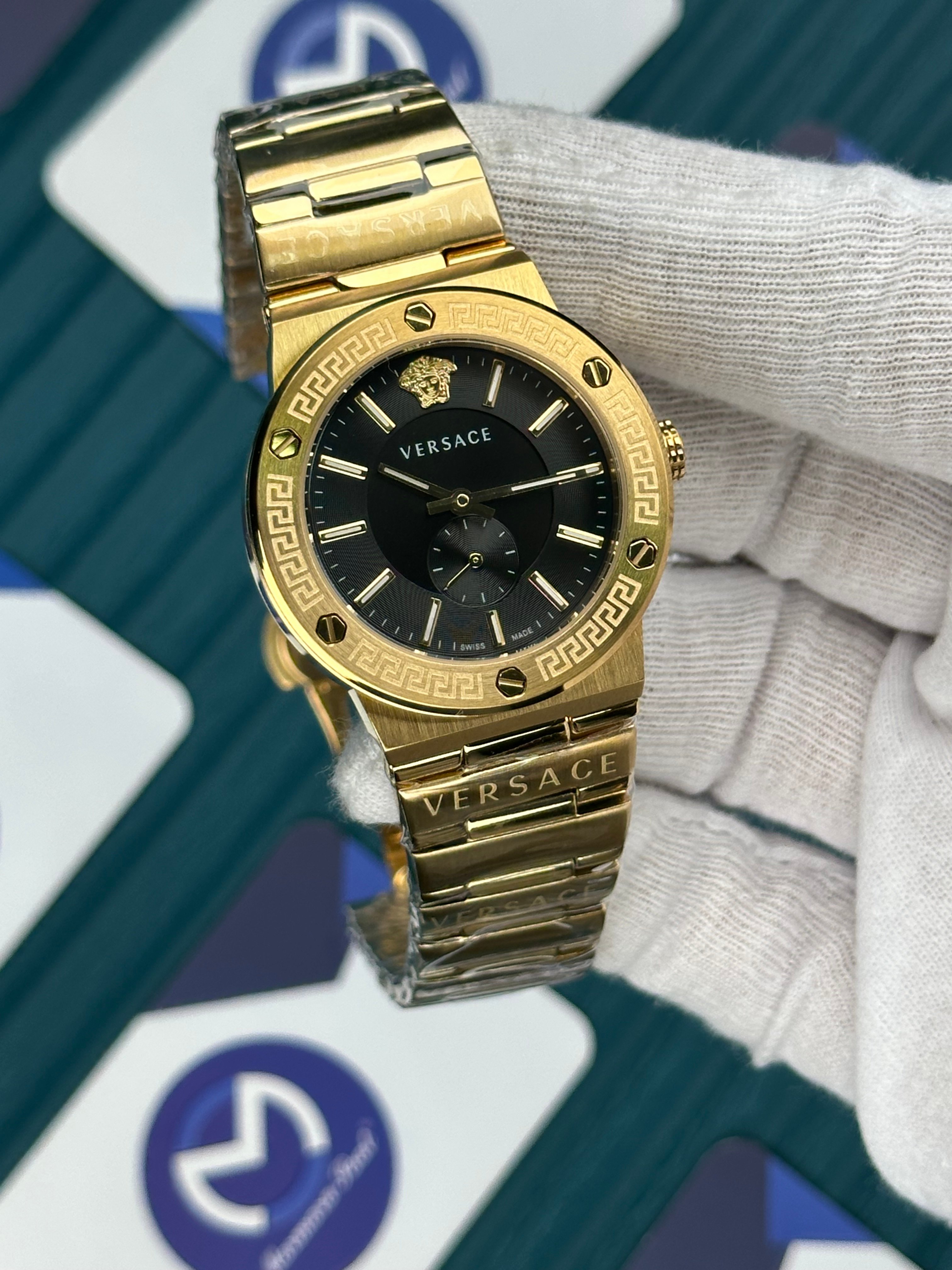 VERSACE 36 CHRONOMETER BLACK DIAL GOLD LADY