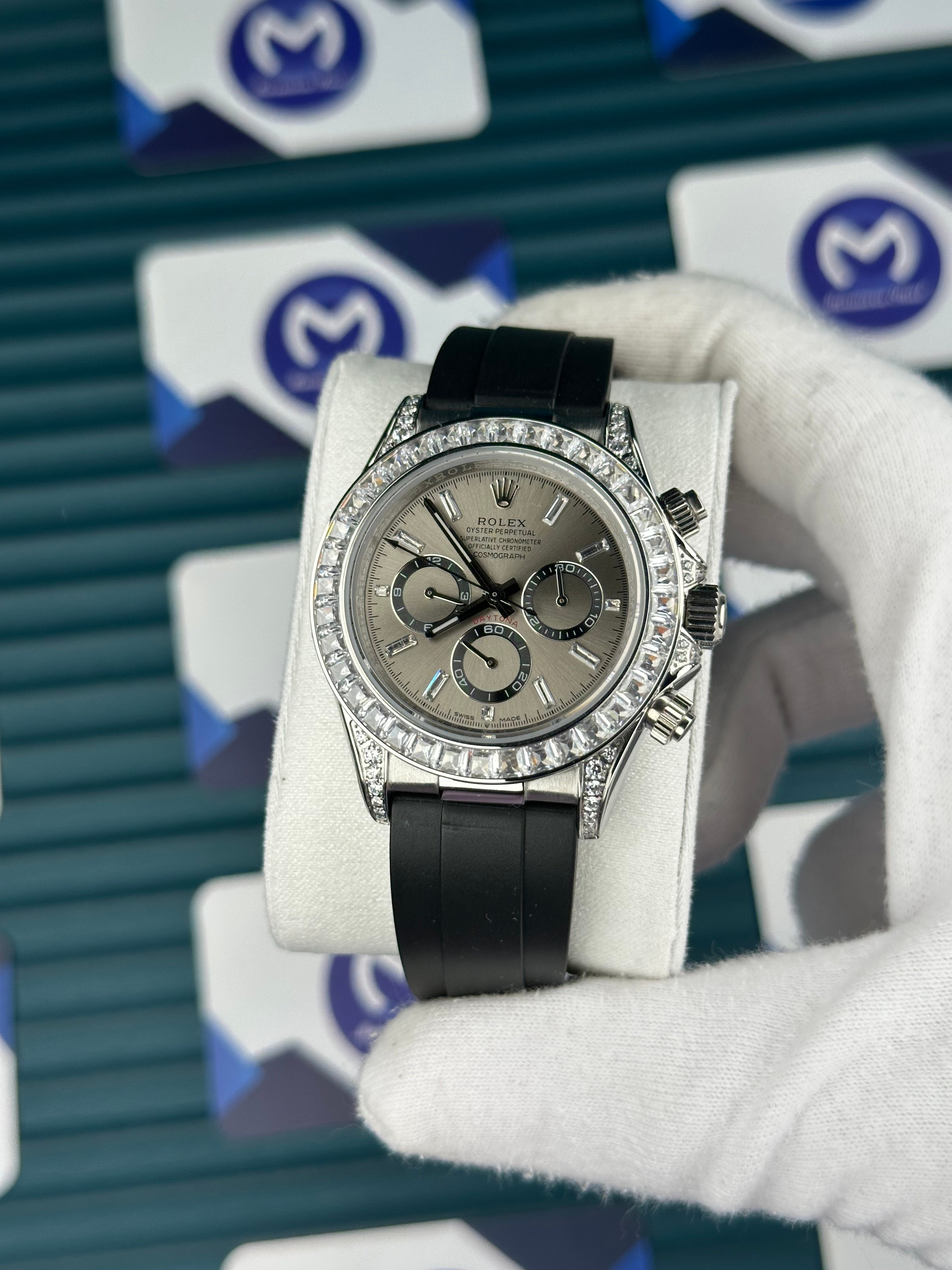 Rolex Daytona Gri Kadran Pırlanta Taşlı Bezel Oysterflex