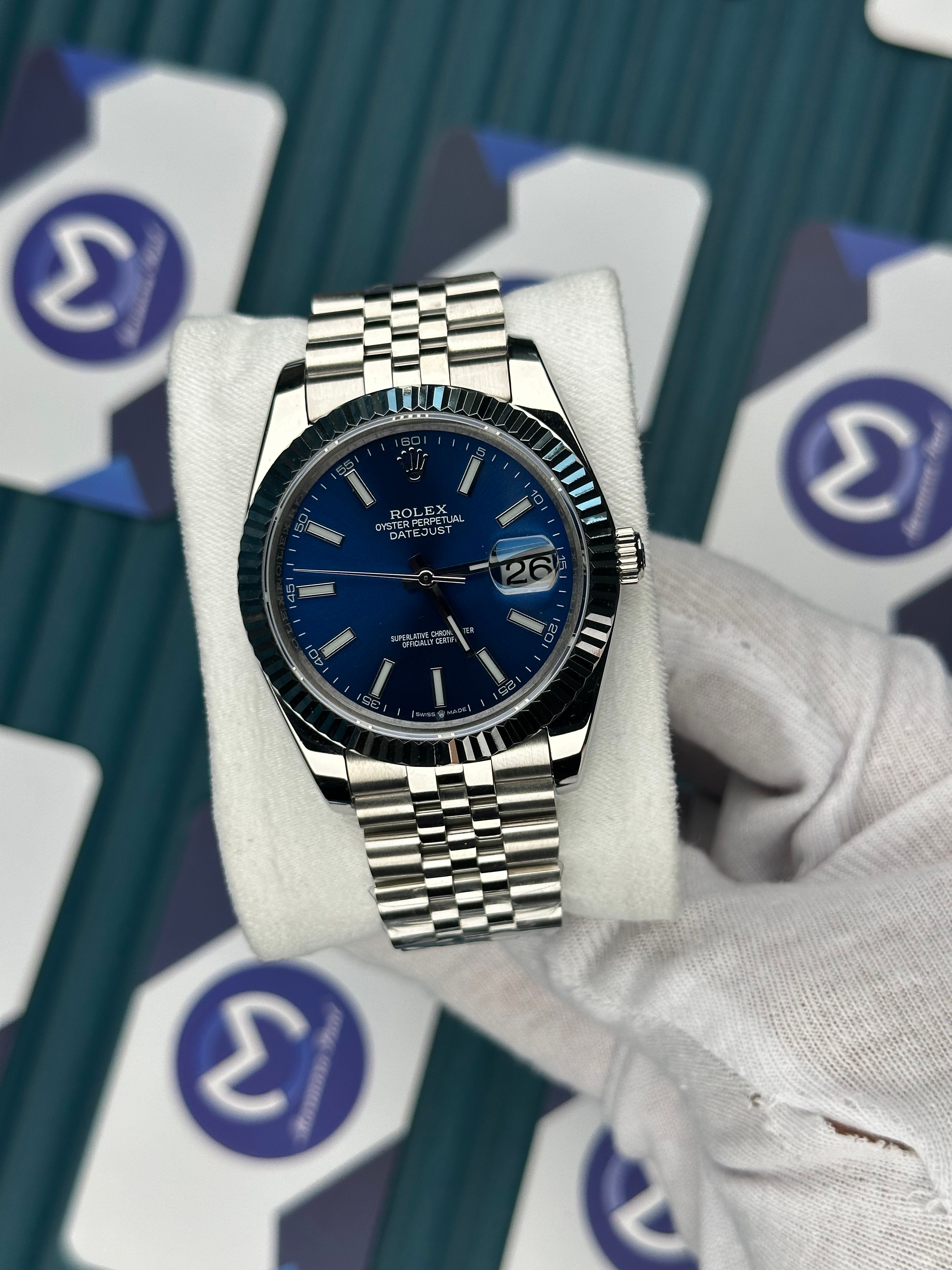 ROLEX DATEJUST BLUE DIAL SILVER JUBILE