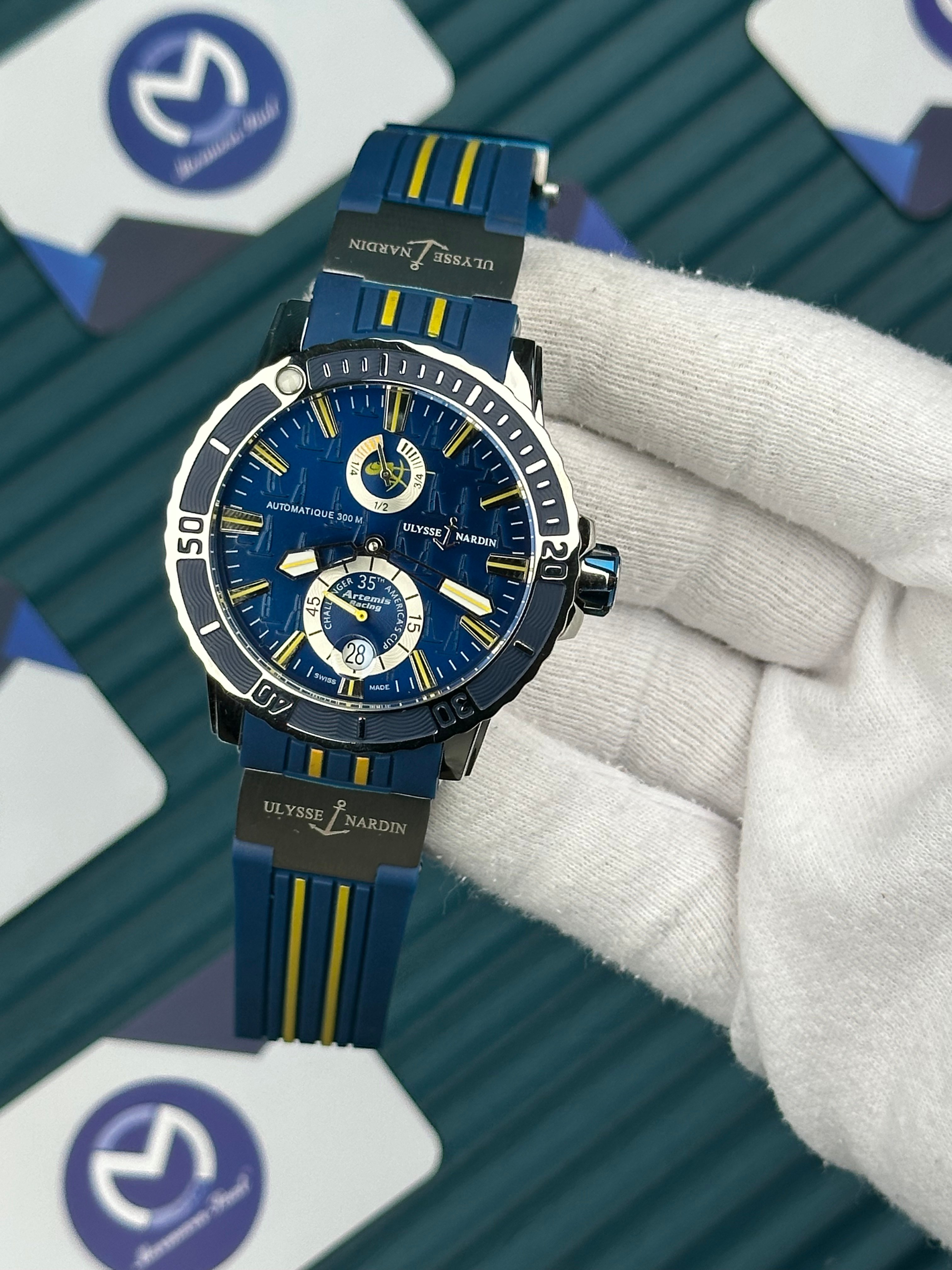 Ulysse Nardin Blue Yellow Cord Blue Dial Chronometer 