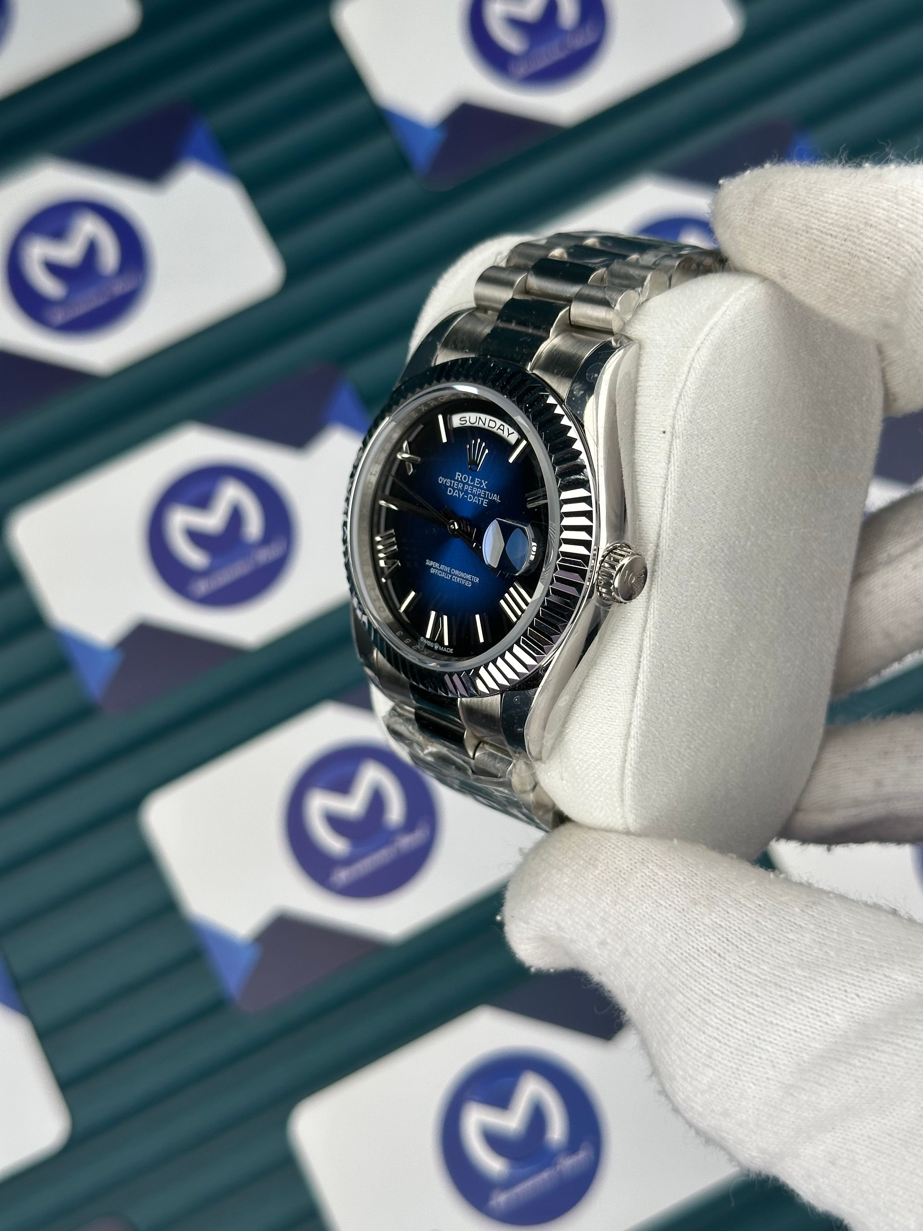 Rolex Daydate Mavi Kadran Gümüş Kordon