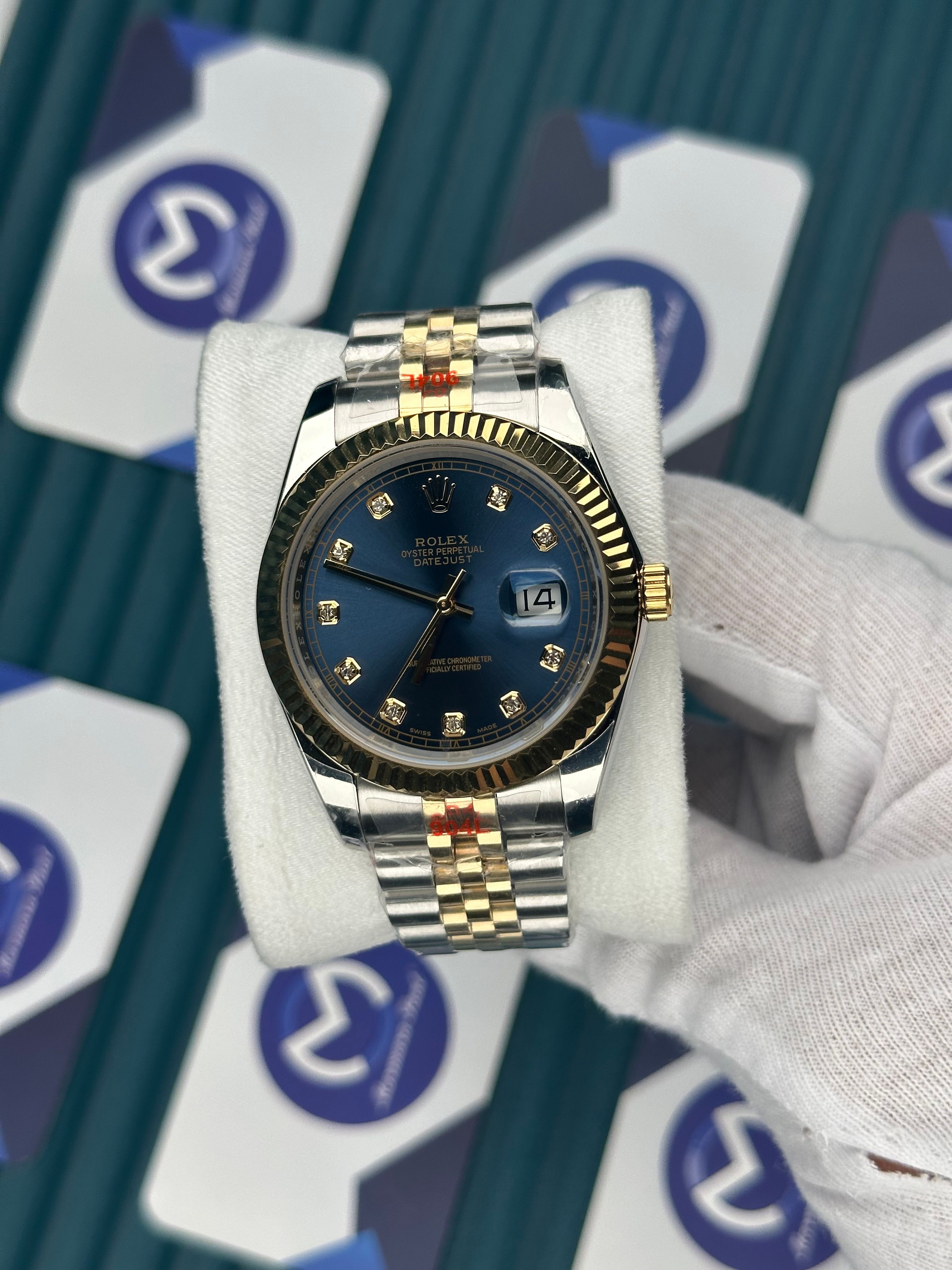 ROLEX DATEJUST BLUE DIAL DIAMOND INDEX GOLD-SILVER JUBILE