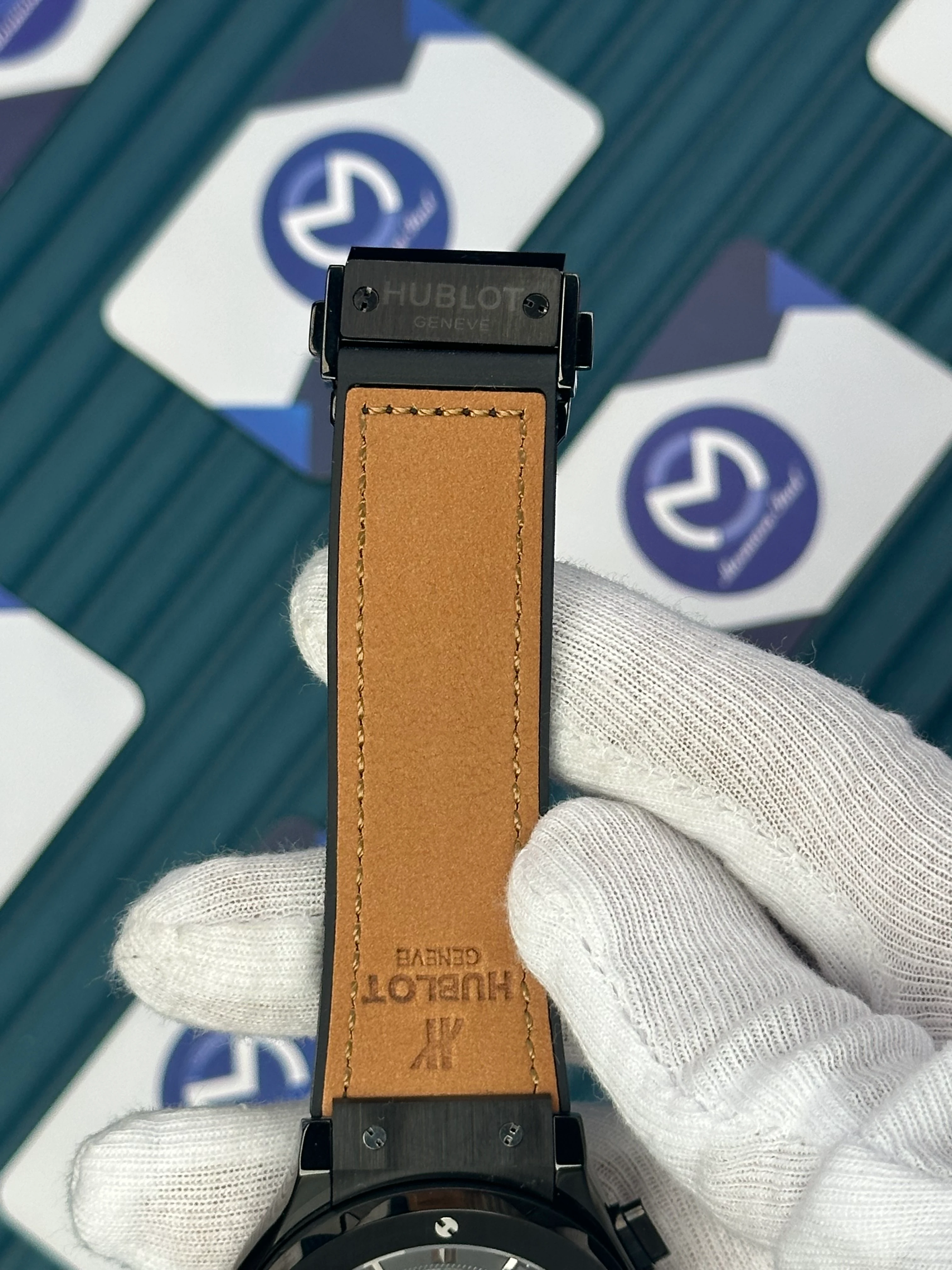 HUBLOT AUTOMATIC CLASSIC FUSHION VENDOME BLACK CASE SKELETON DIAL BROWN LEATHER CORD 