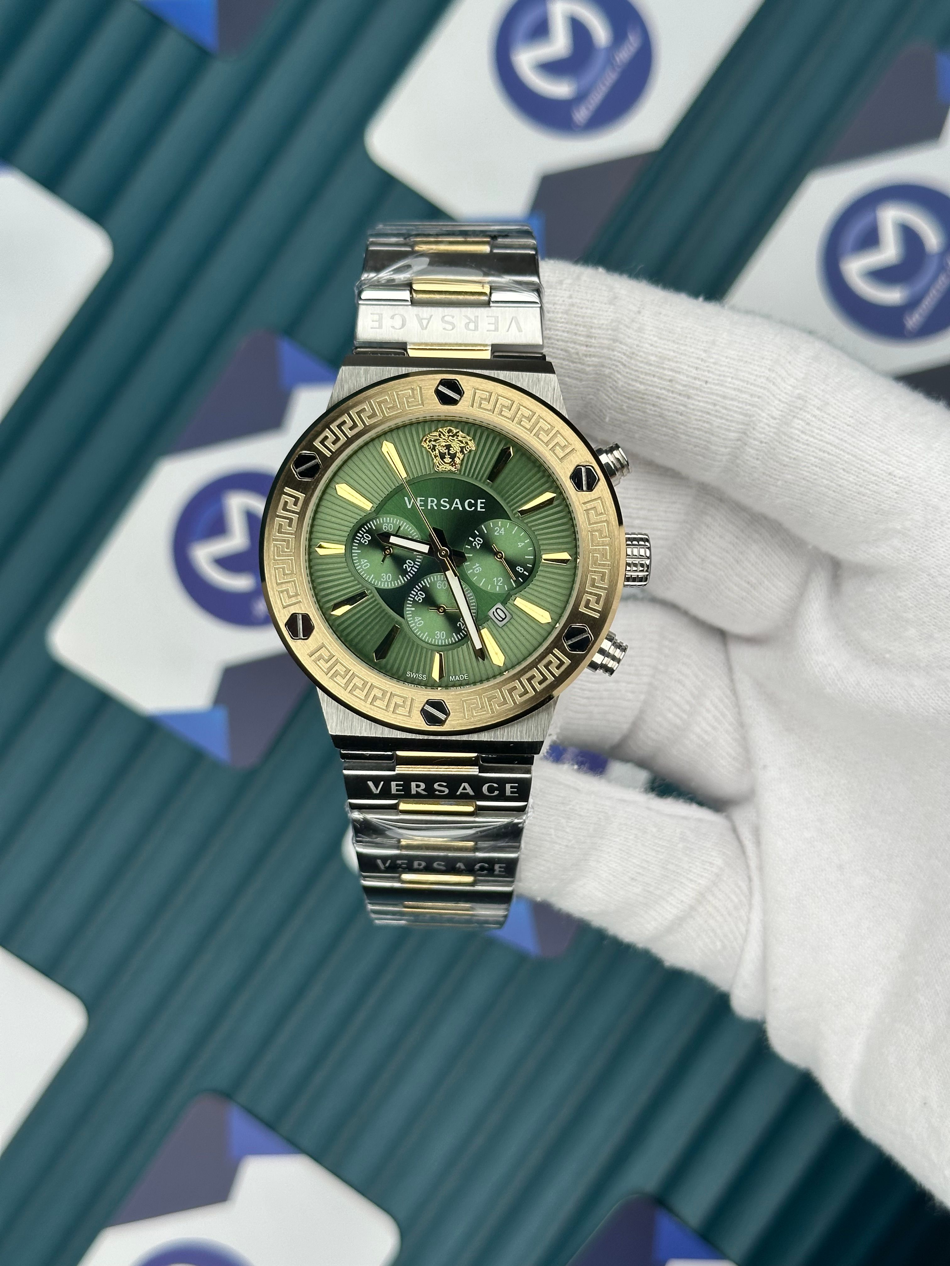 Versace Gold-Silver Yeşil Kadran Fonksiyonlu