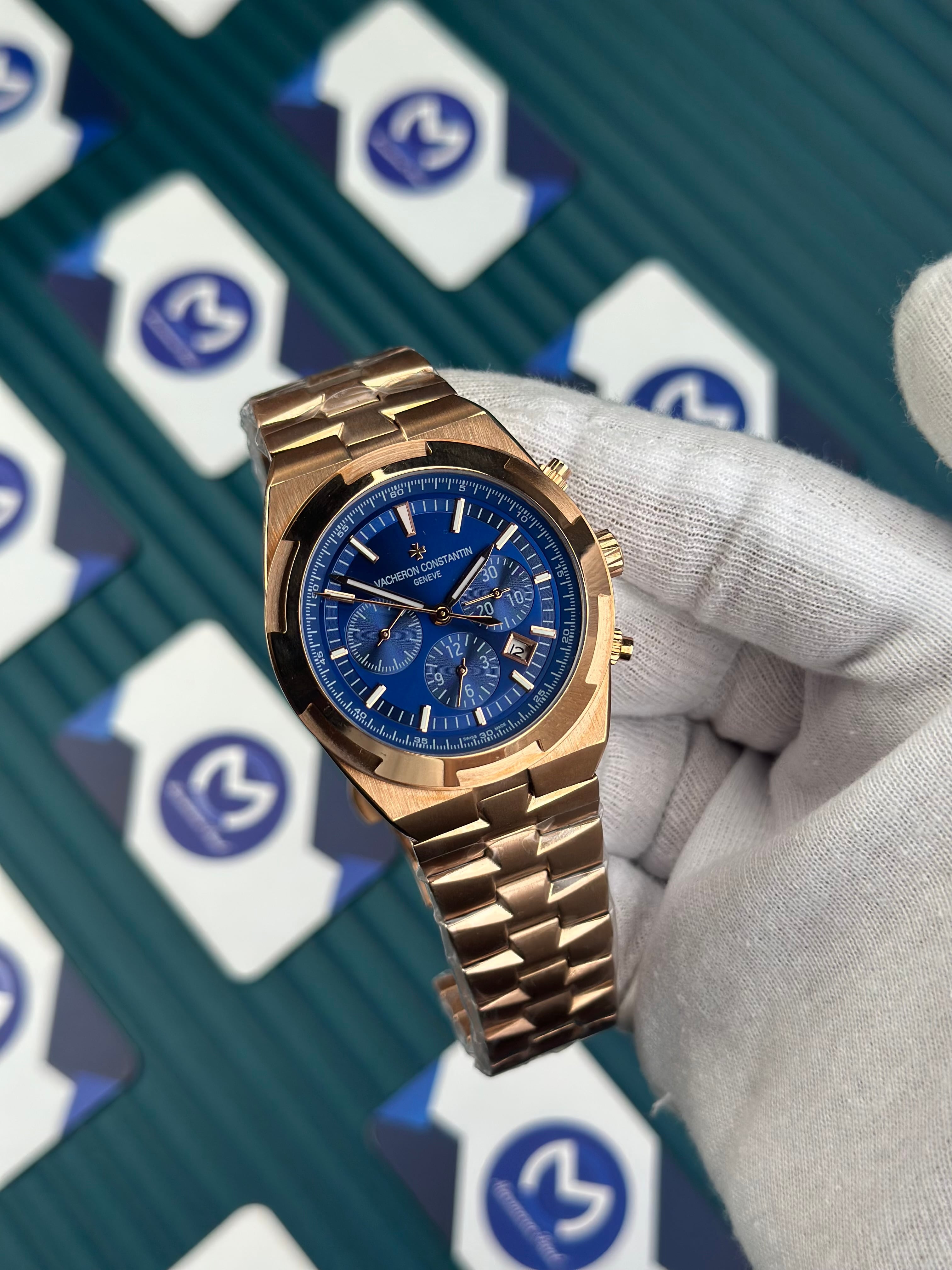VACHERON CONSTANTIN NAVY BLUE OVERSEAS CHRONOGRAPH ROSE