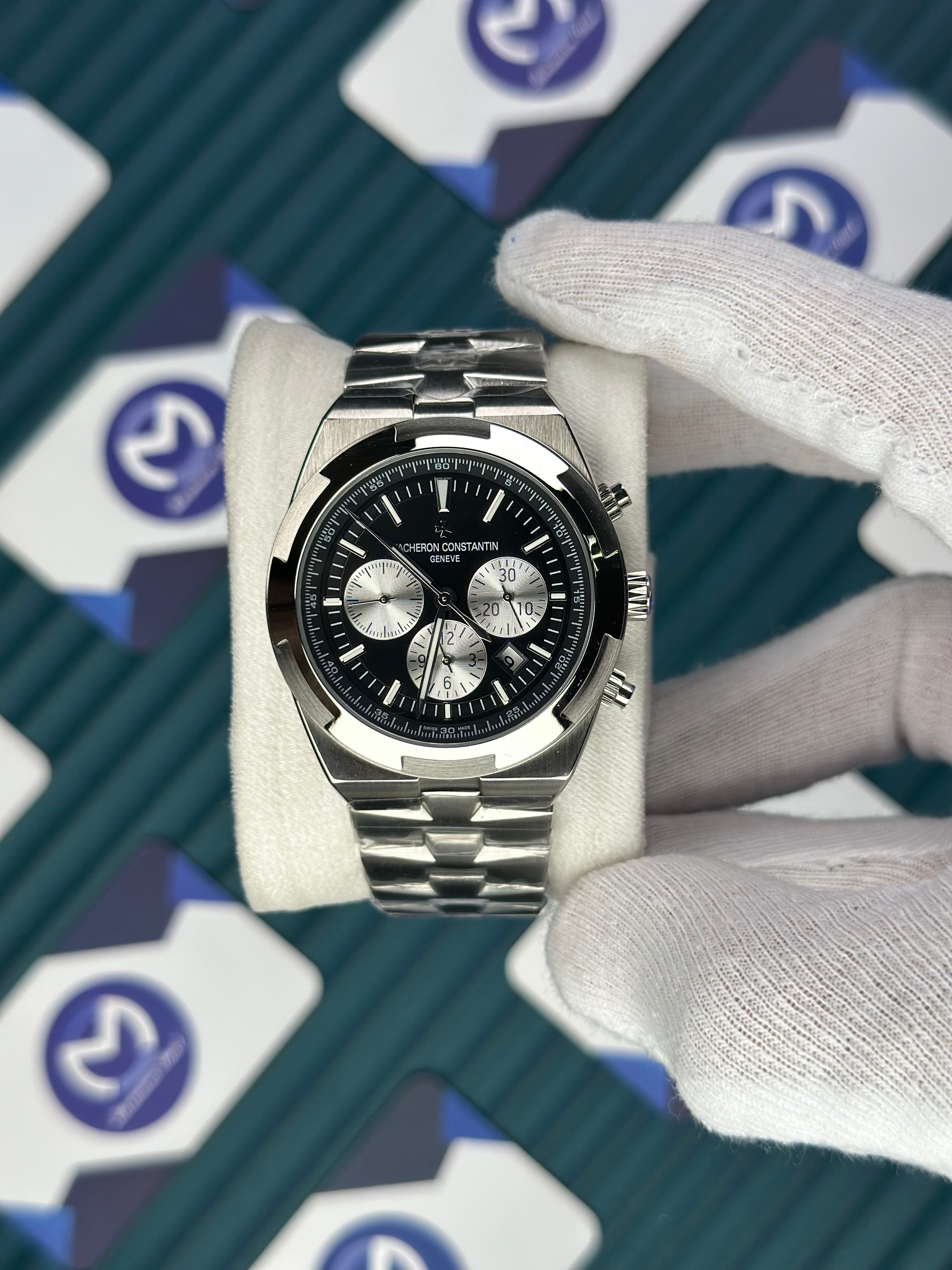VACHERON CONSTANTIN BLACK CHRONOGRAP WHITE SILVER