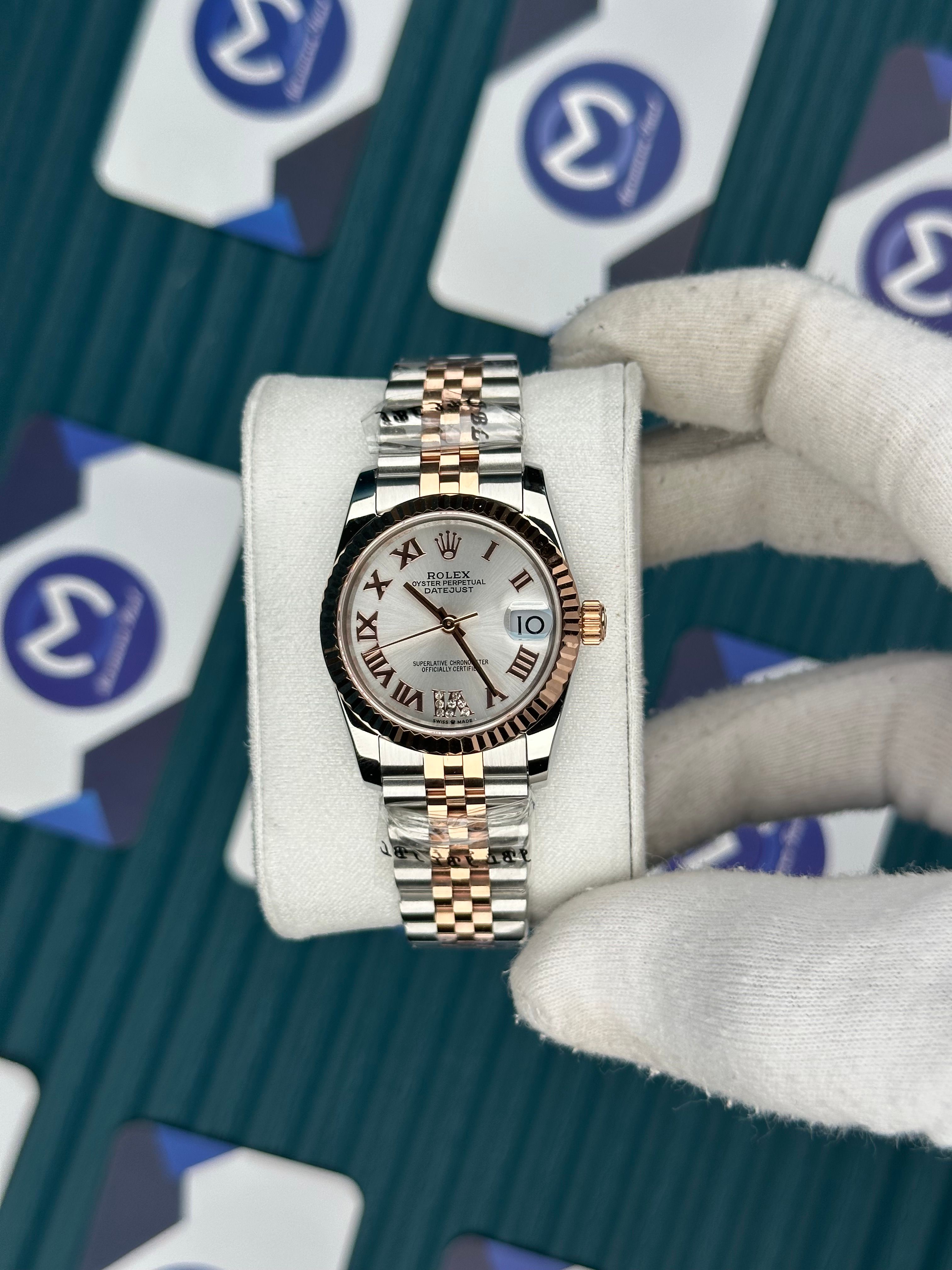 ROLEX 31 SEDEFLİ BEYAZ PIRLANTA ROMA INDEX ROSE-SILVER JUBILEE