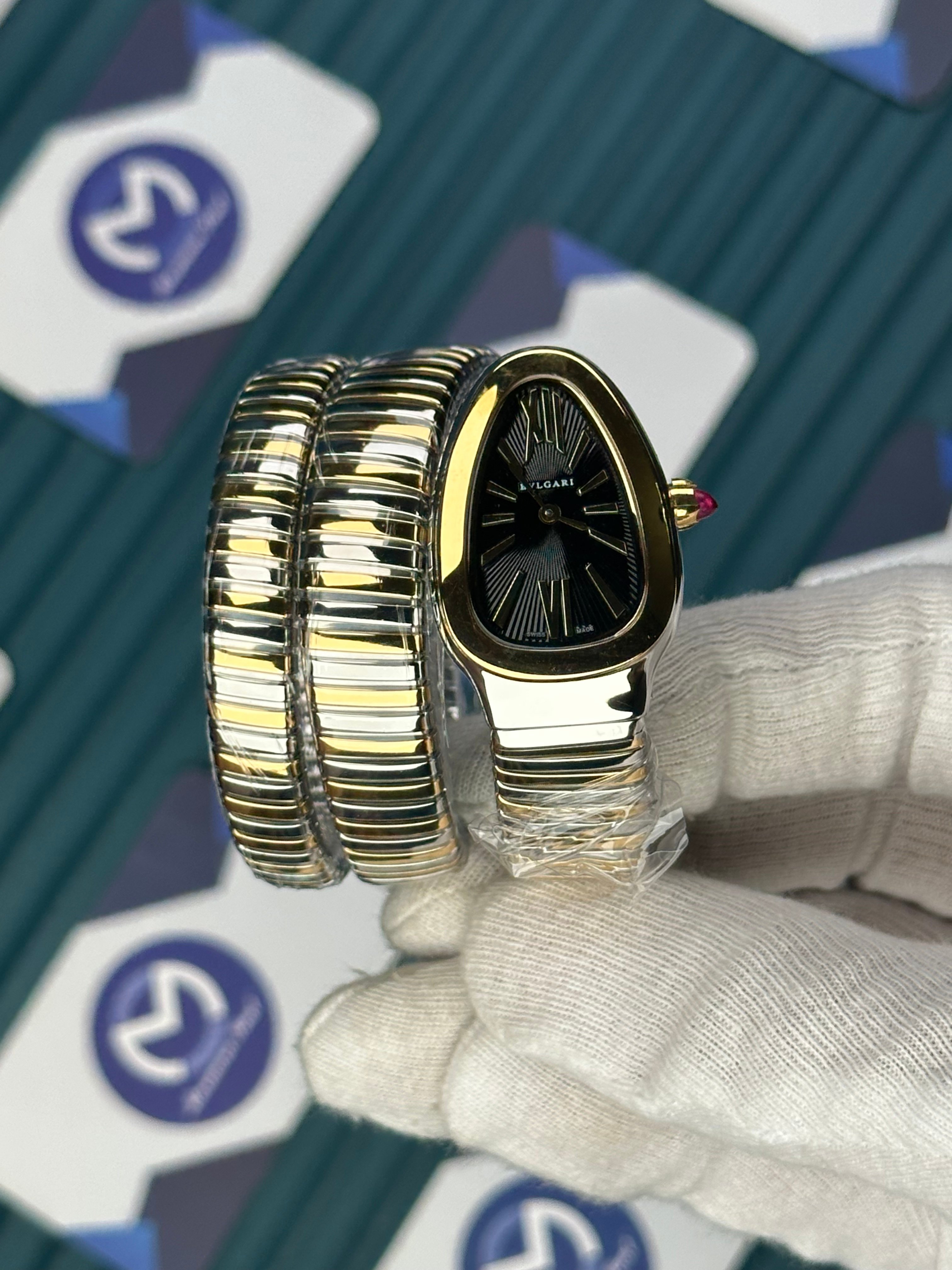 BVLGARI SERPENTI BLACK DIAL GOLD-SILVER LONG TUBOGAS