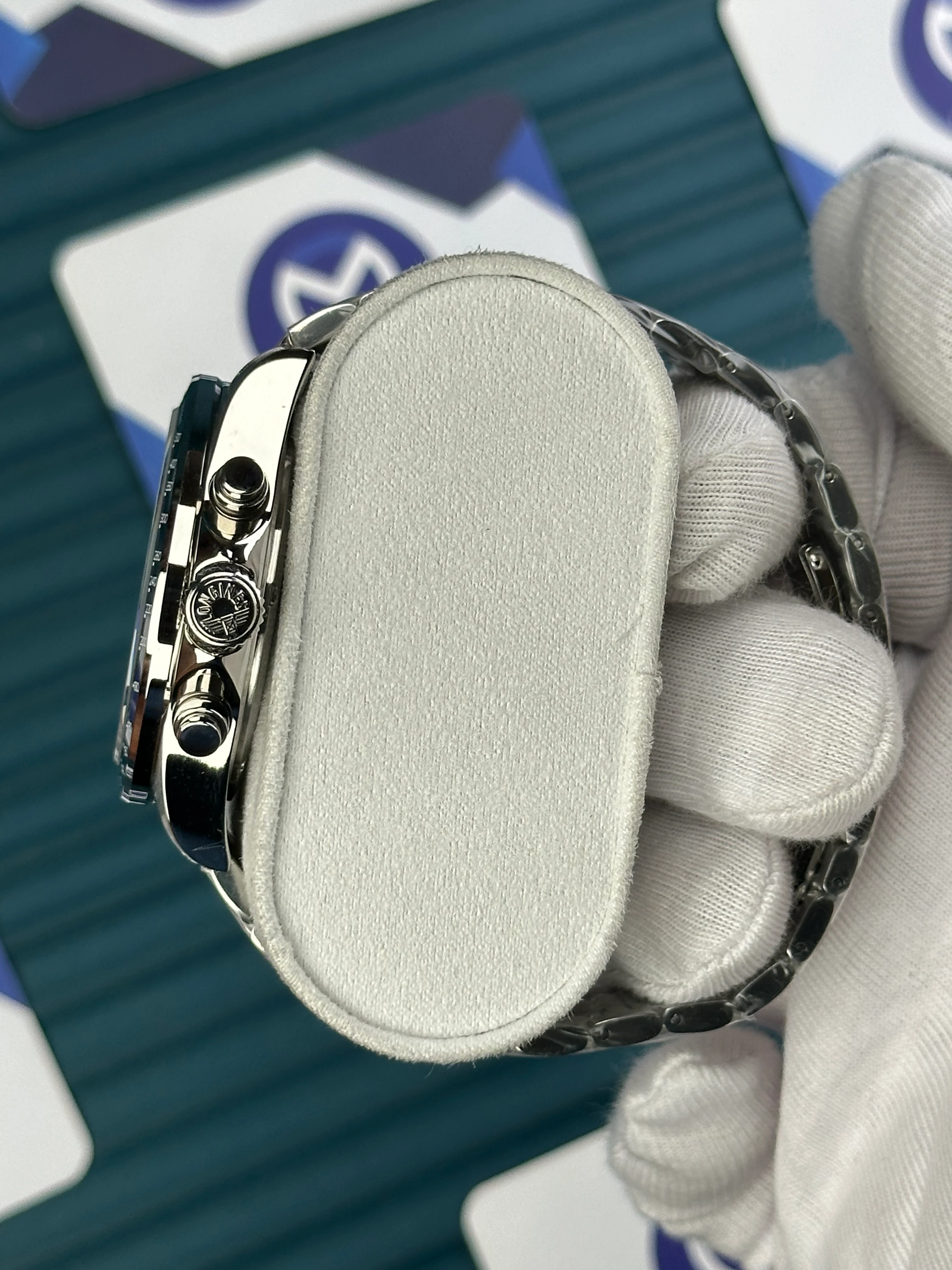 LONGINES CONQUEST CHRONOGRAPH BLUE DIAL SILVER 