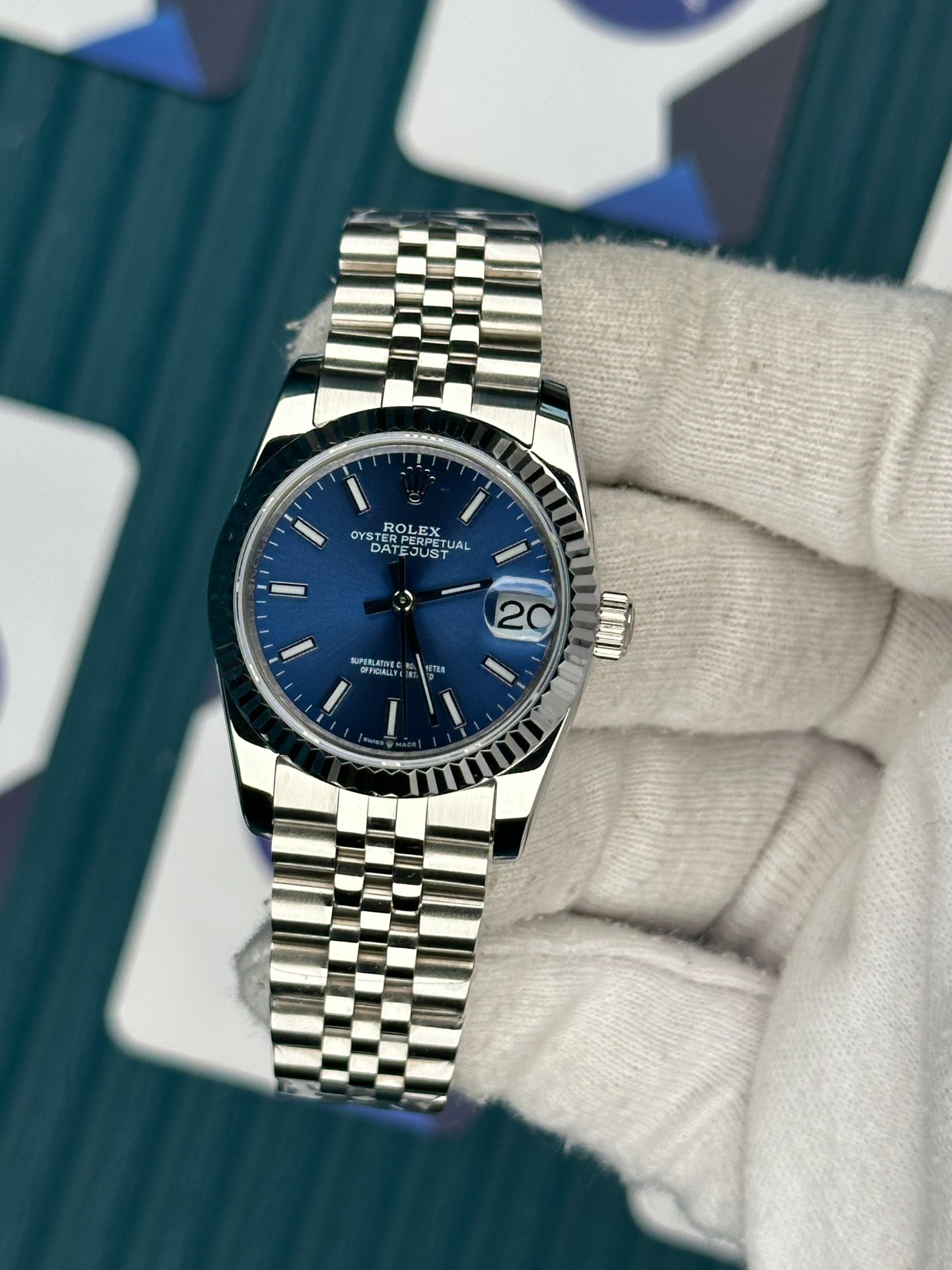 ROLEX 31 BLUE DIAL SILVER JUBILEE