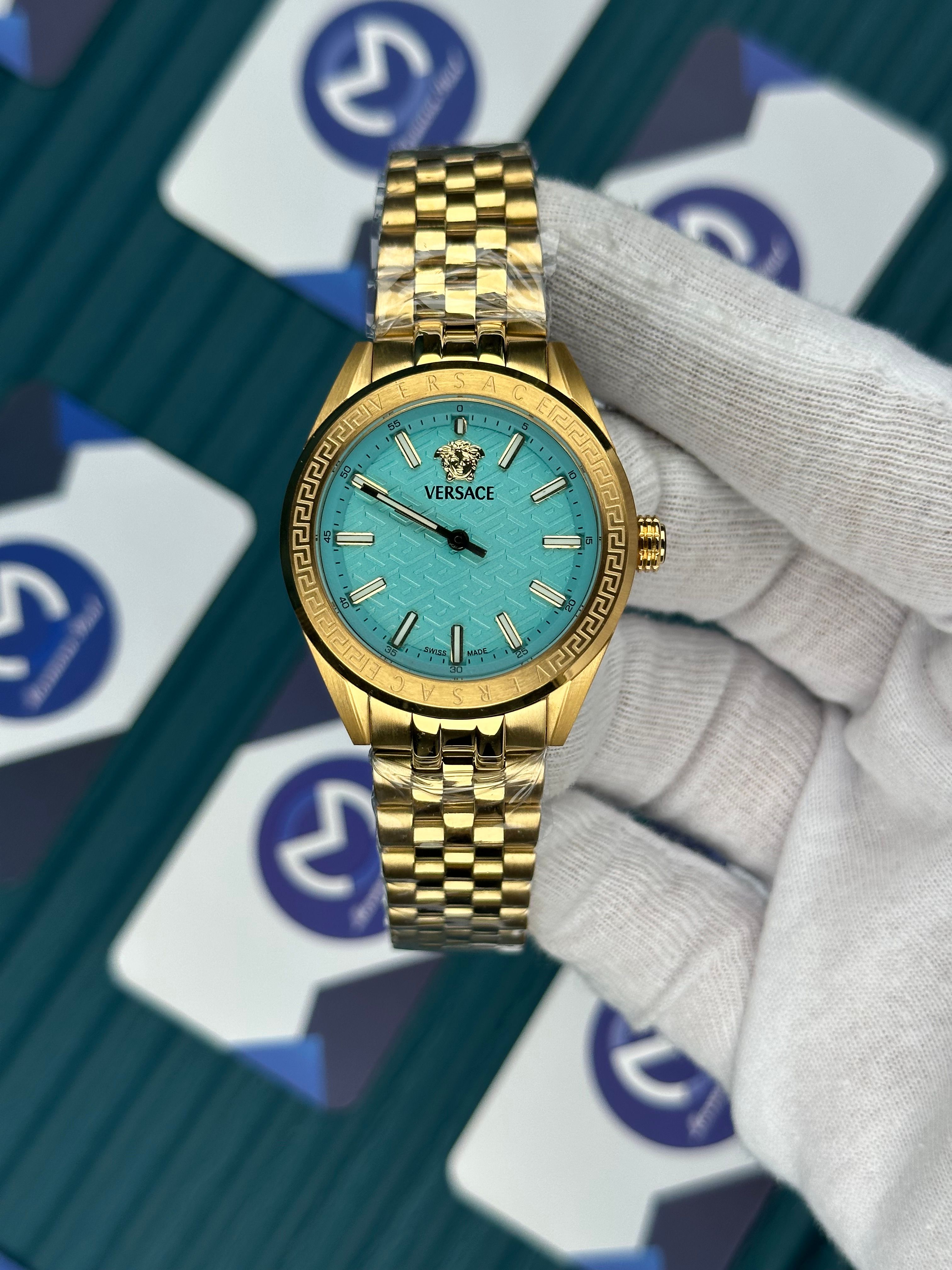 VERSACE 36 TURQUOISE DIAL GOLD JUBILE