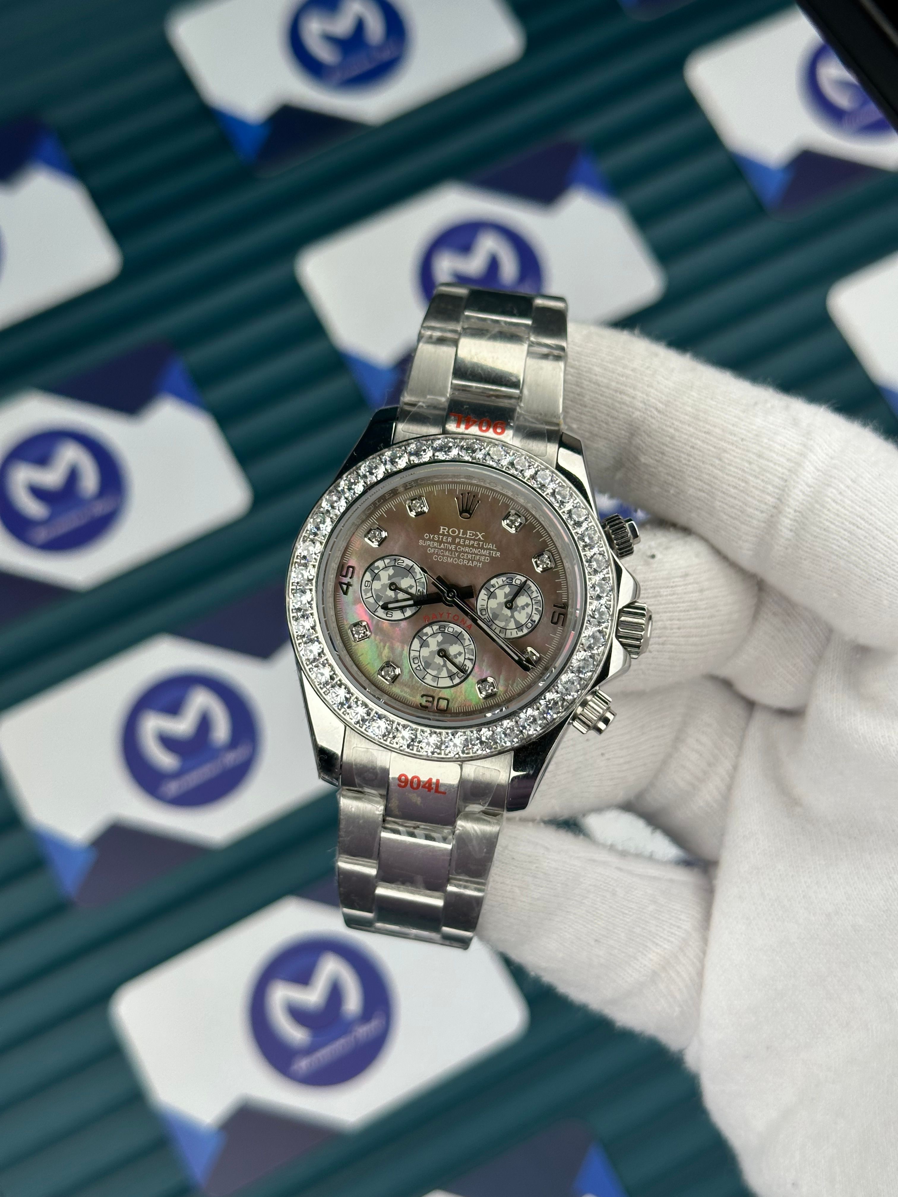 Rolex Daytona Gökkuşağı Gri Kadran Pırlanta Bezel