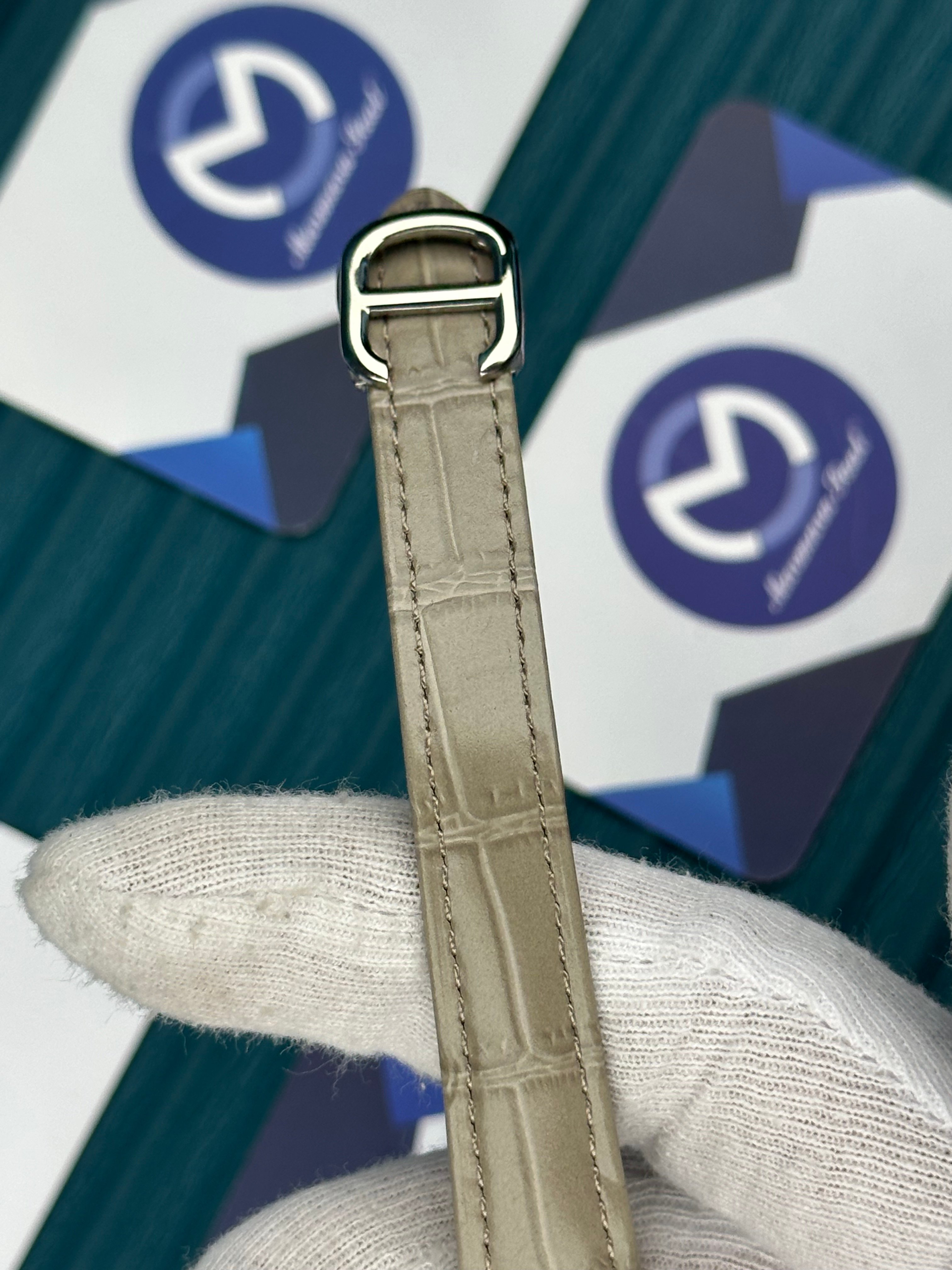 CARTIER PASHA DE CARTIER WHITE DIAL SILVER CASE CREAM LEATHER CORD