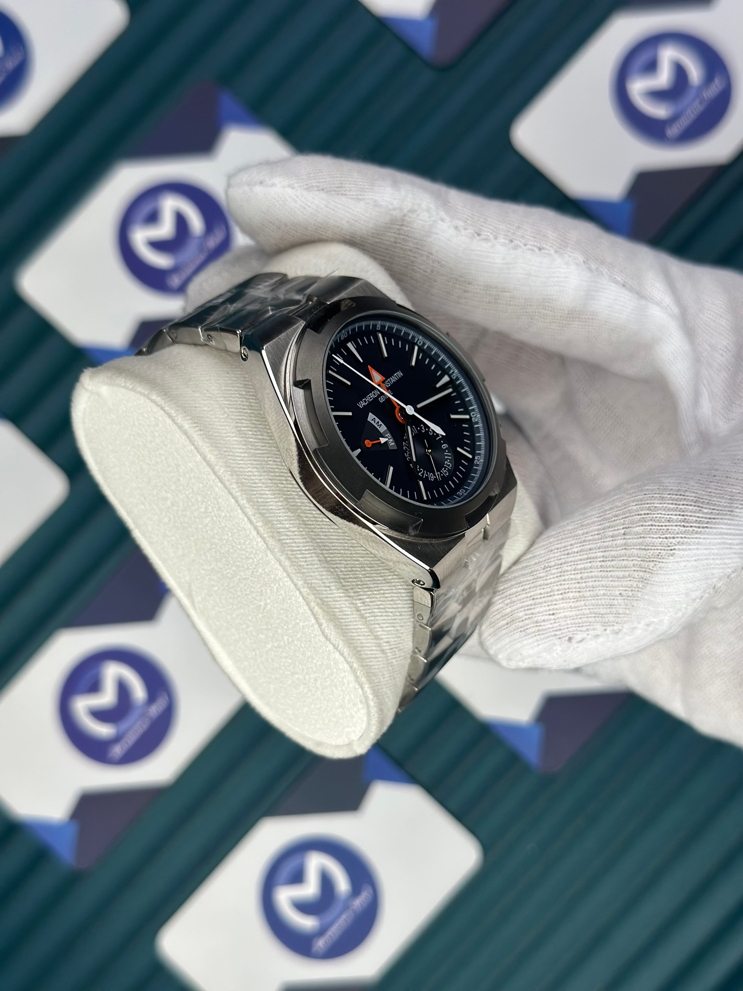 VACHERON CONSTANTIN NAVY BLUE OVERSEAS DUAL TIME SILVER
