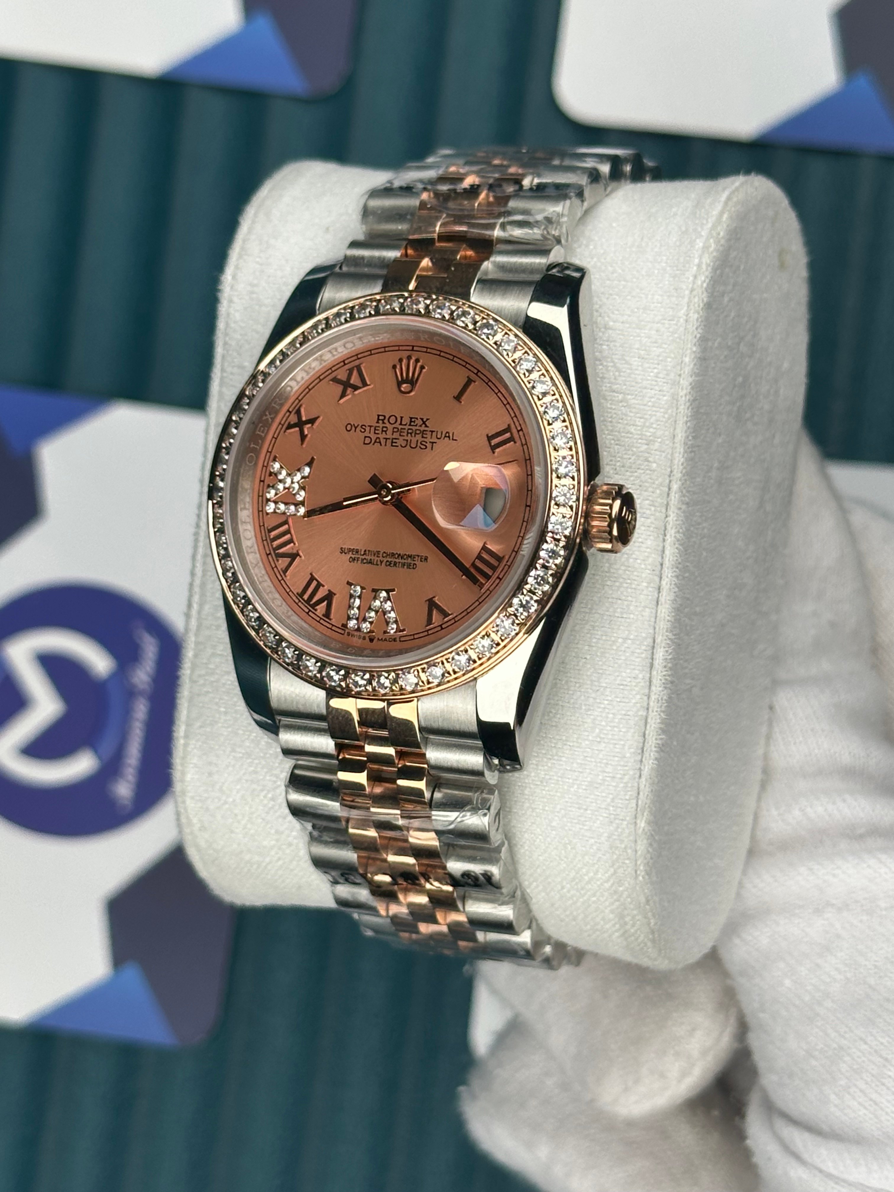 ROLEX 36 PEMBE KADRAN ROMA INDEX PIRLANTA BEZEL ROSE-SILVER JUBILEE