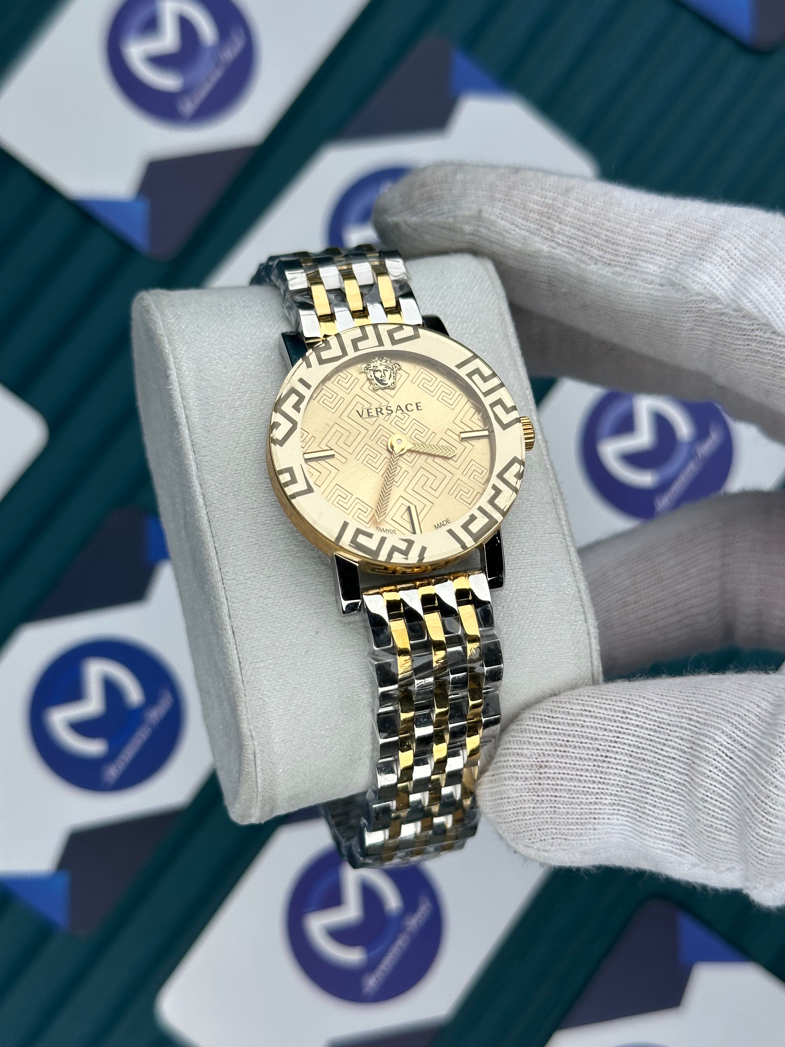 VERSACE DESENLİ AYNALI BEZEL GOLD KADRAN GOLD-SILVER 