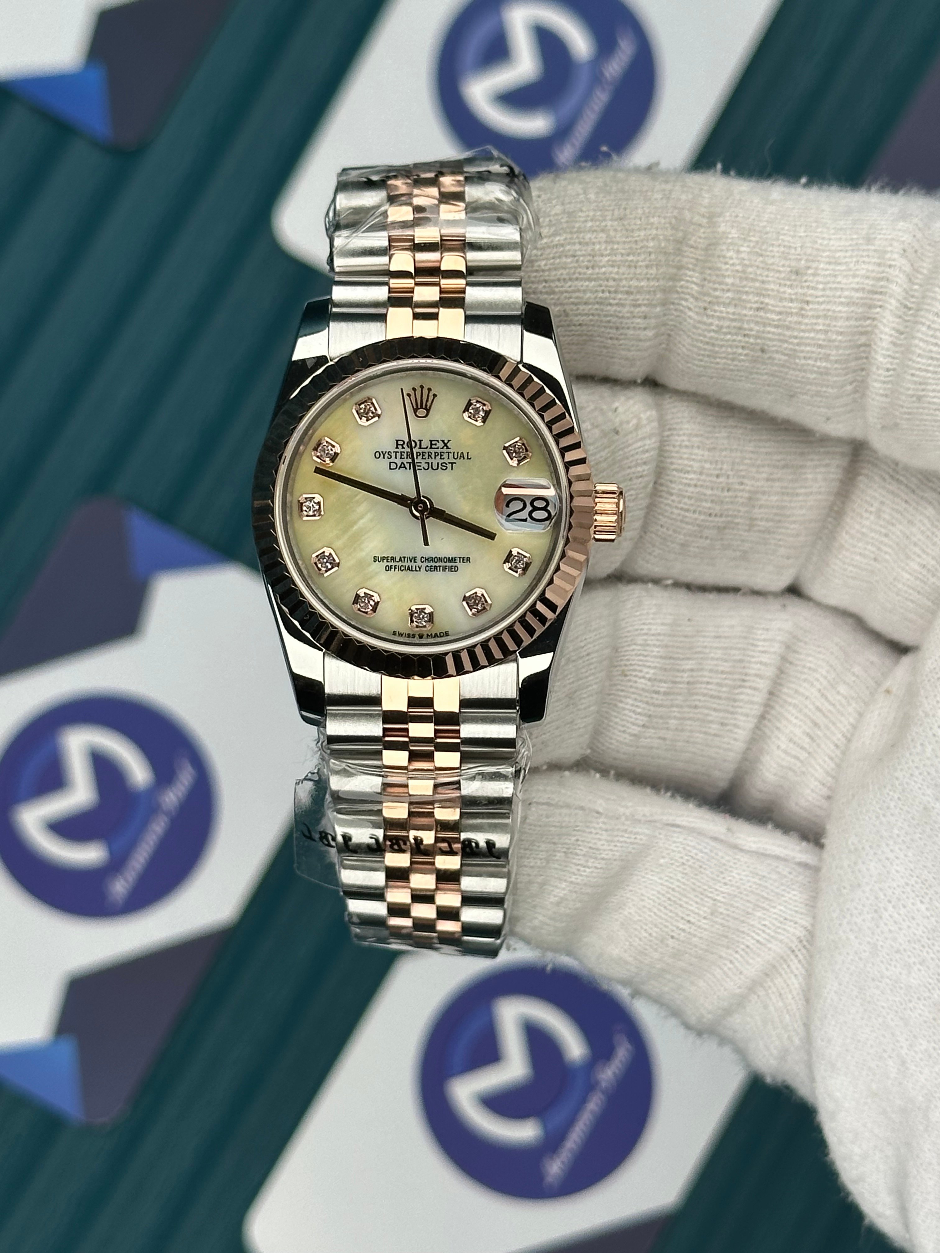 ROLEX 31 CHAMPAGNE DIAL ROSE-SILVER JUBILEE