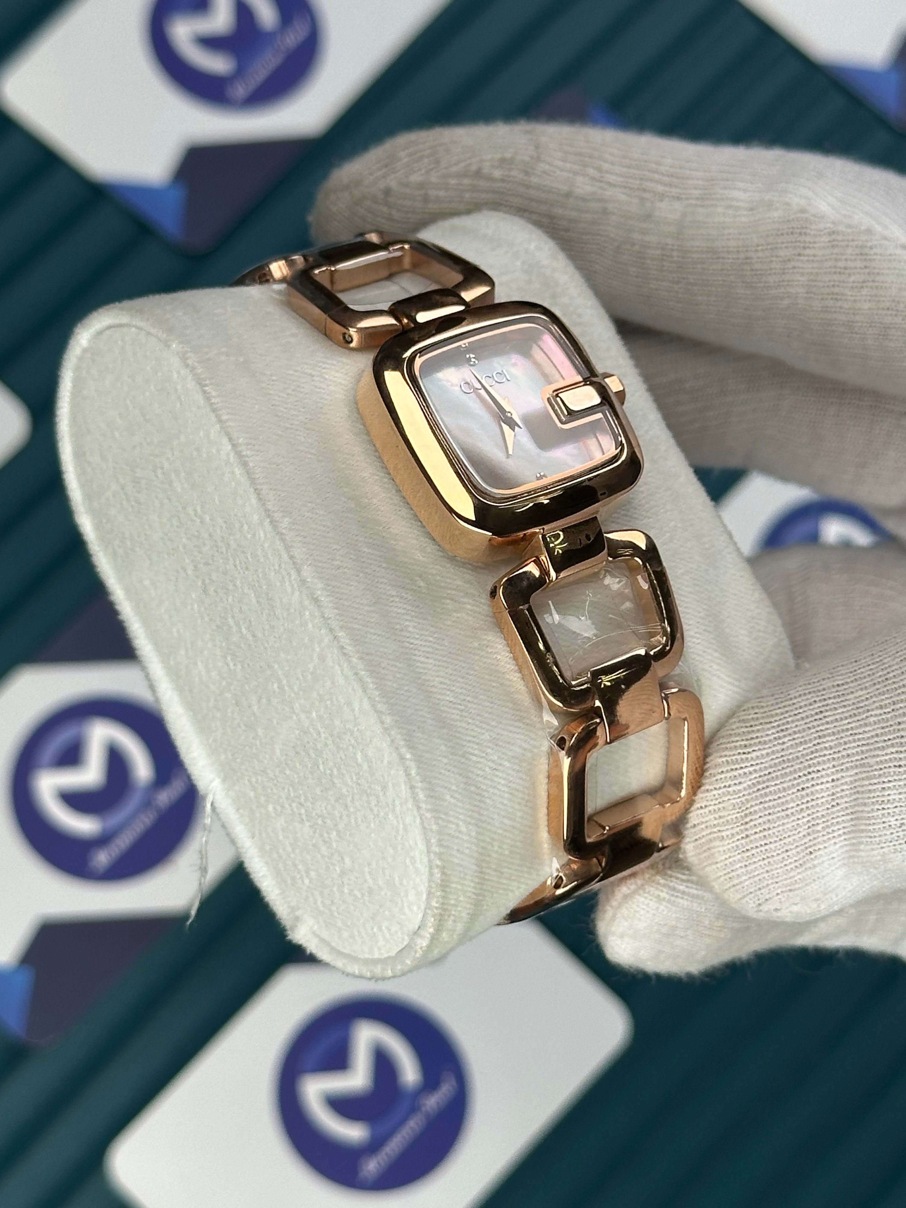 GUCCI WOMAN RING BRACELET RAINBOW DIAL ROSE CORD