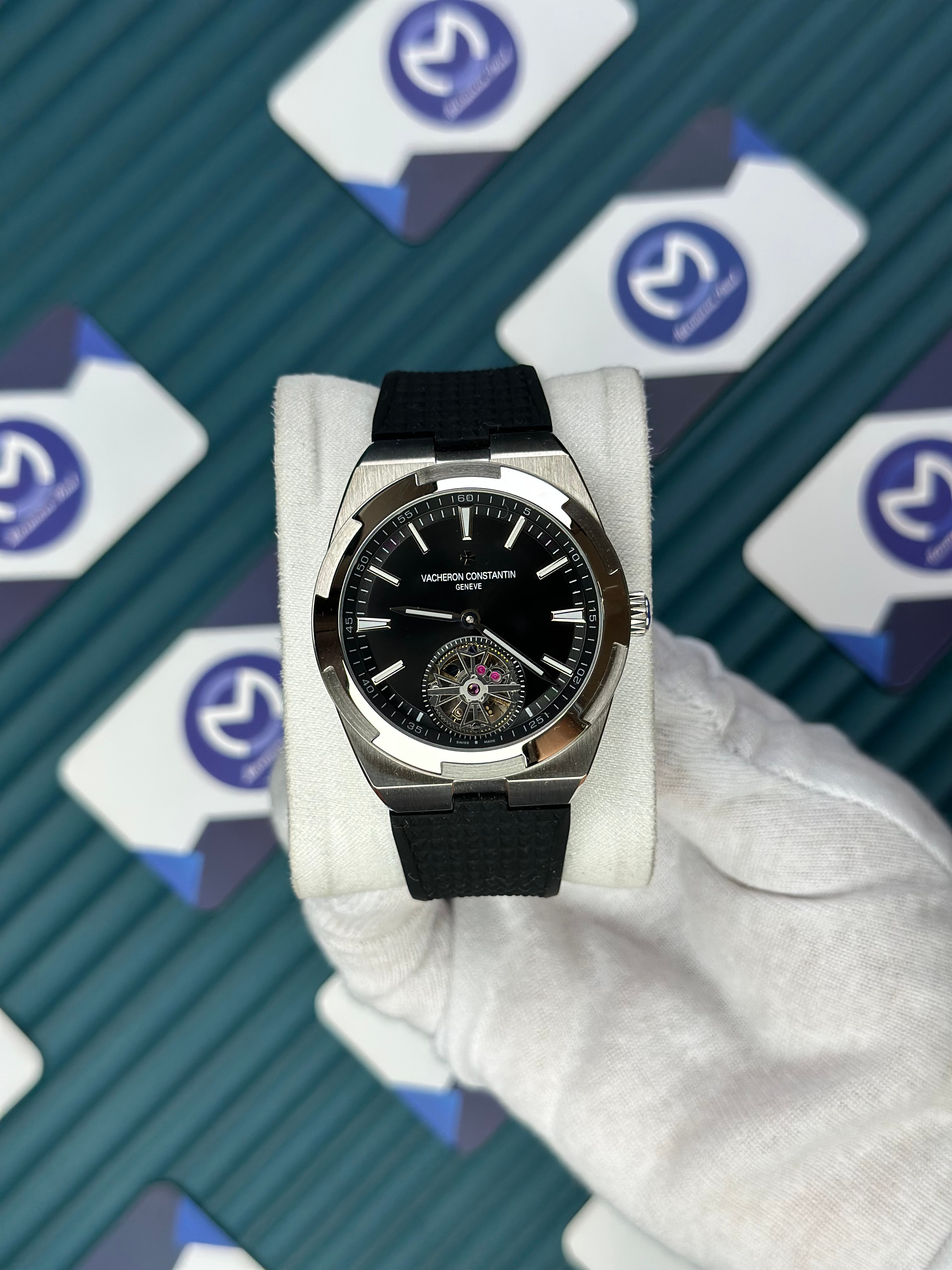 VACHERON CONSTANTIN BLACK DIAL TOURBILLON OVERSEAS BLACK RUBBER